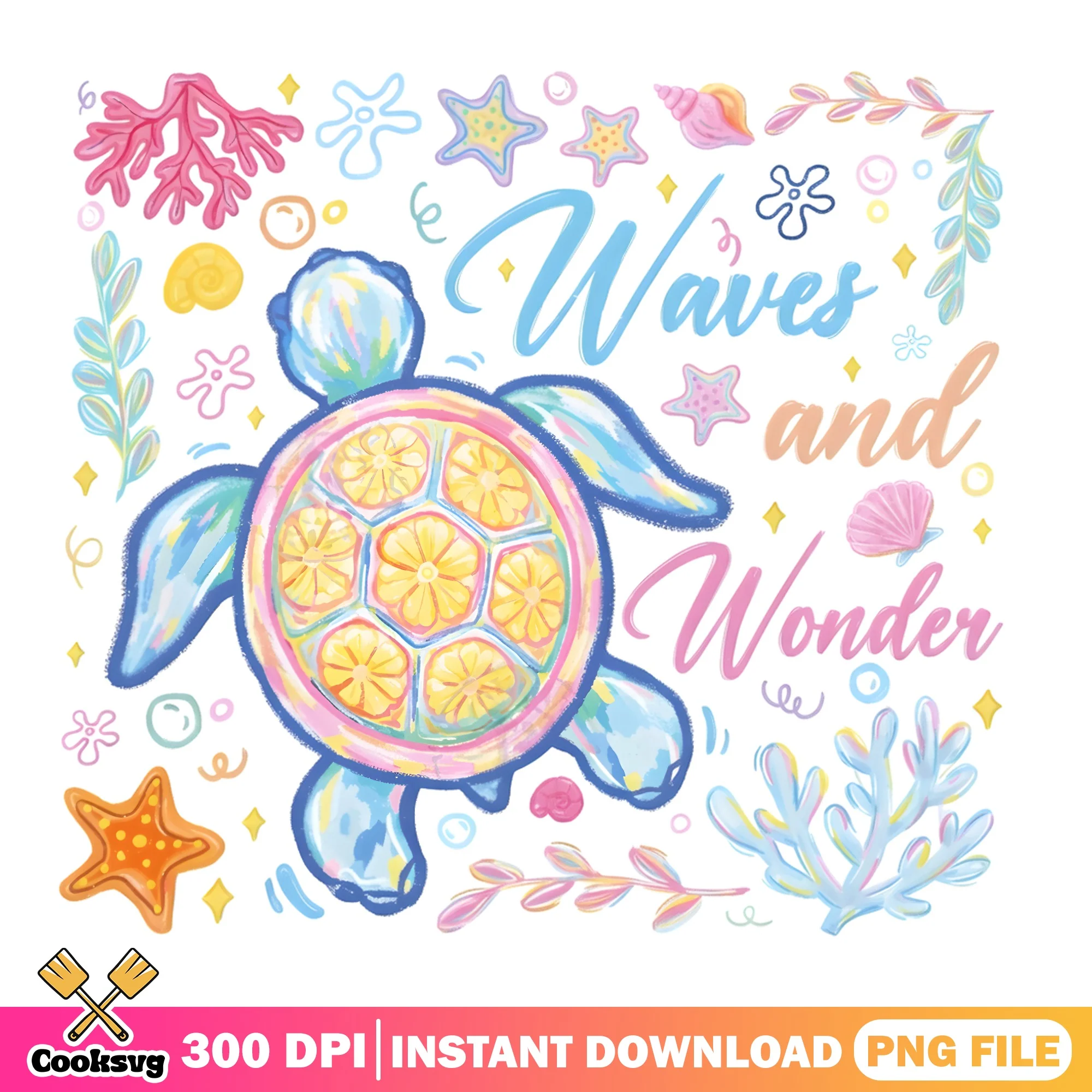 Waves And Wonder Sea Turtle PNG, Ocean Summer PNG, Beach PNG