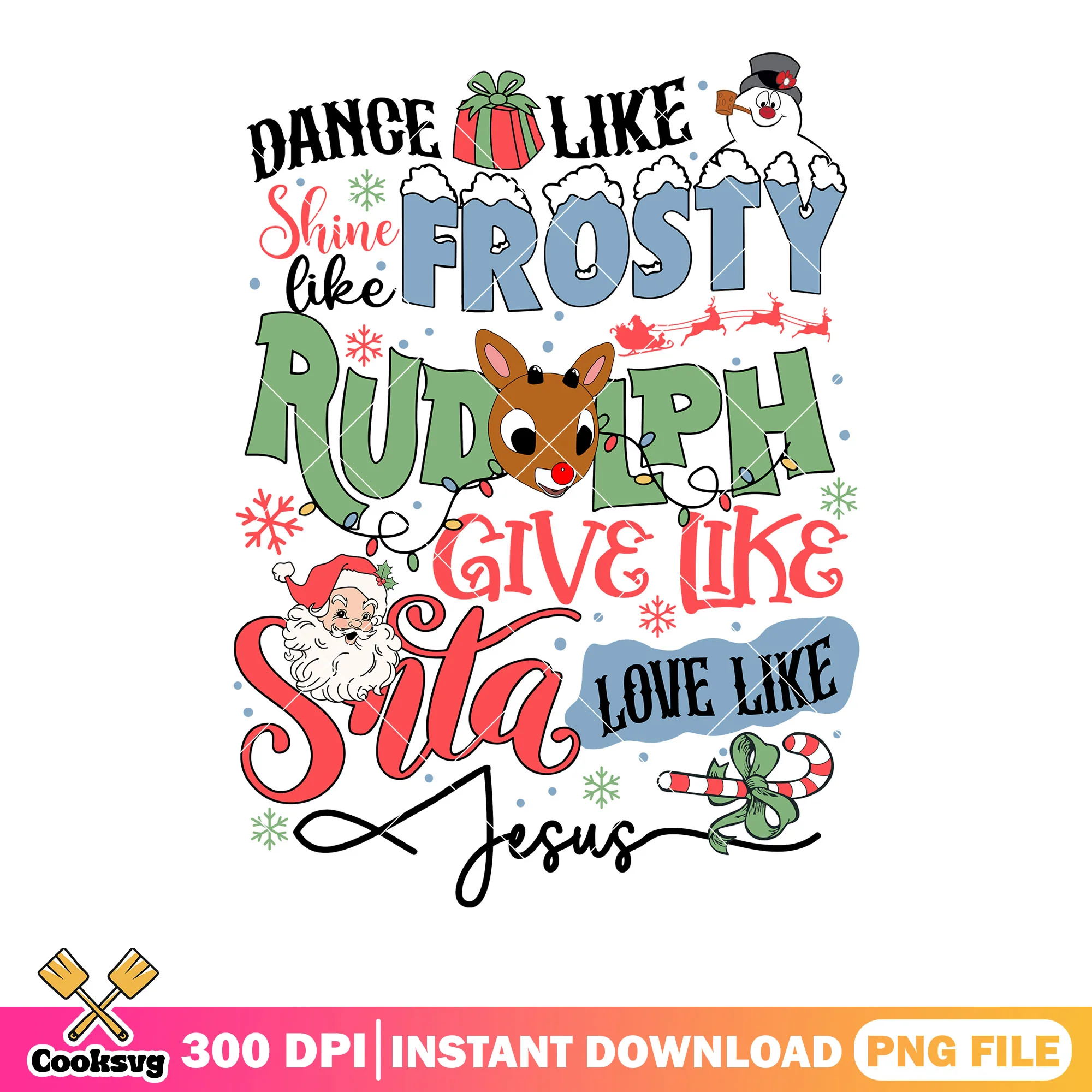 We love santa and jesus png, santa claus png, frosty the snowman png