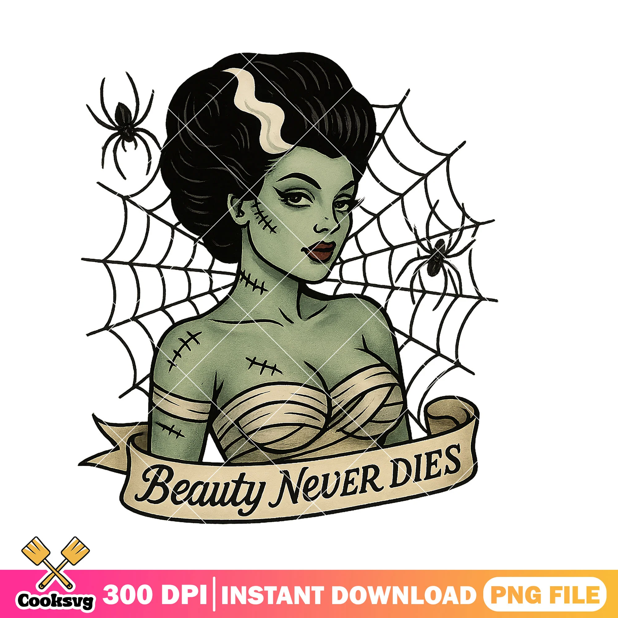 Webbed beauty horror png, beauty never dies png, horror beauty png