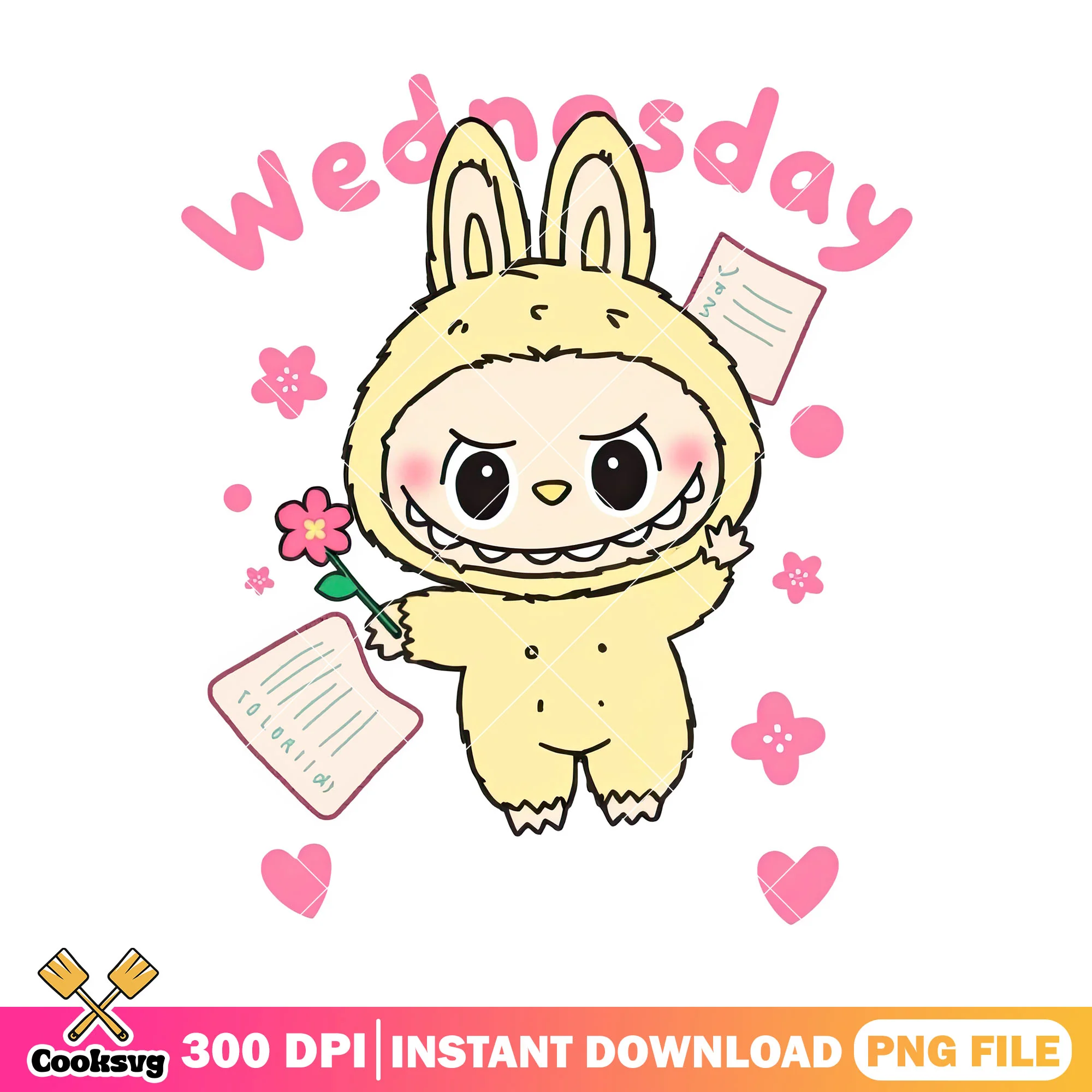 Wednesday with labubu png, labubu cute png, labubu art png