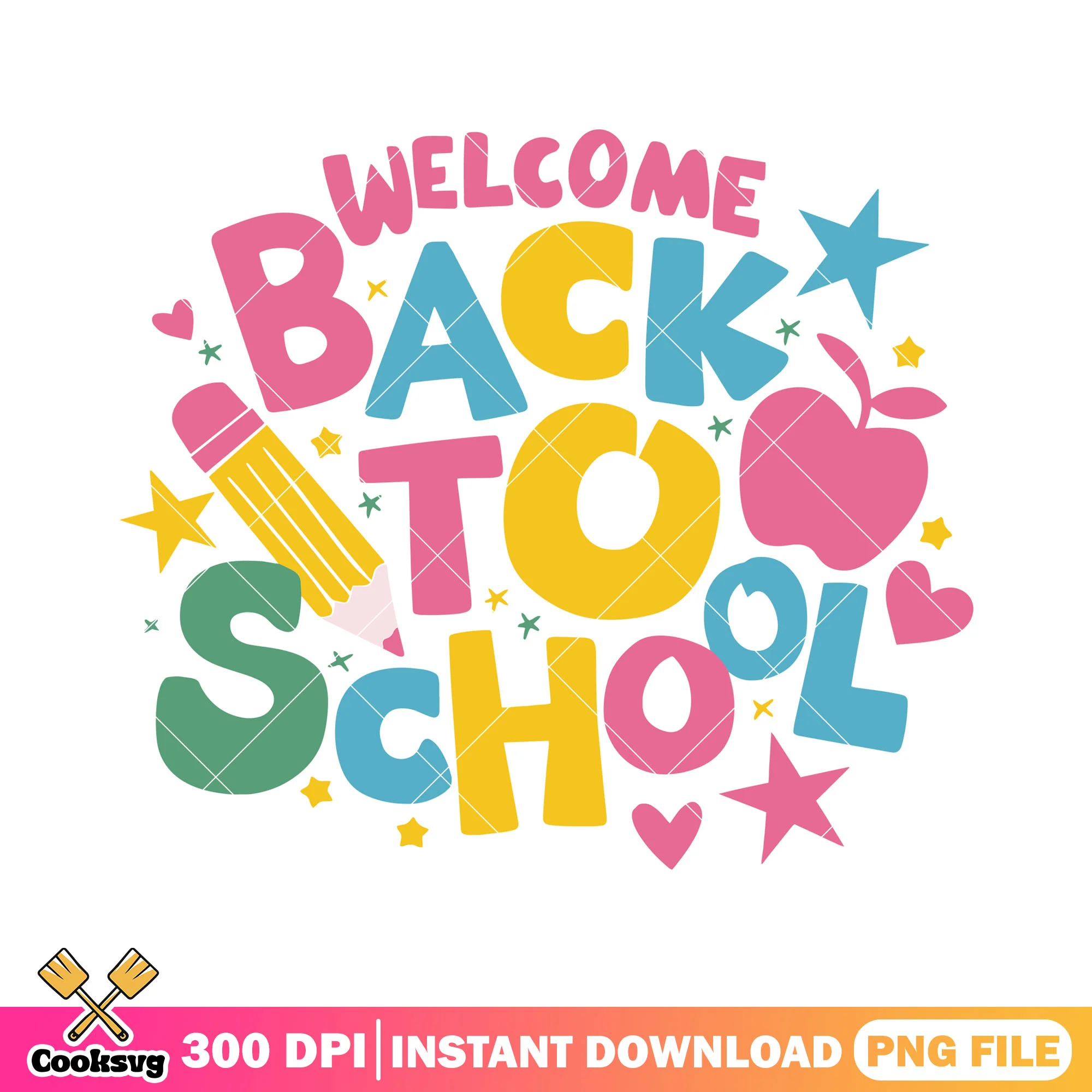 Welcome back school png, going back to school png, font design png
