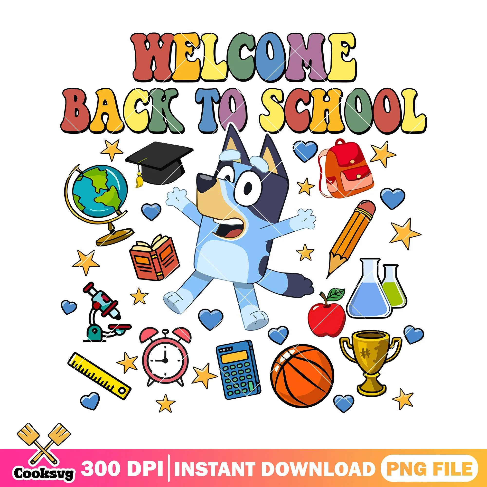 Welcome back to school bluey png, bluey cute png, back to school png