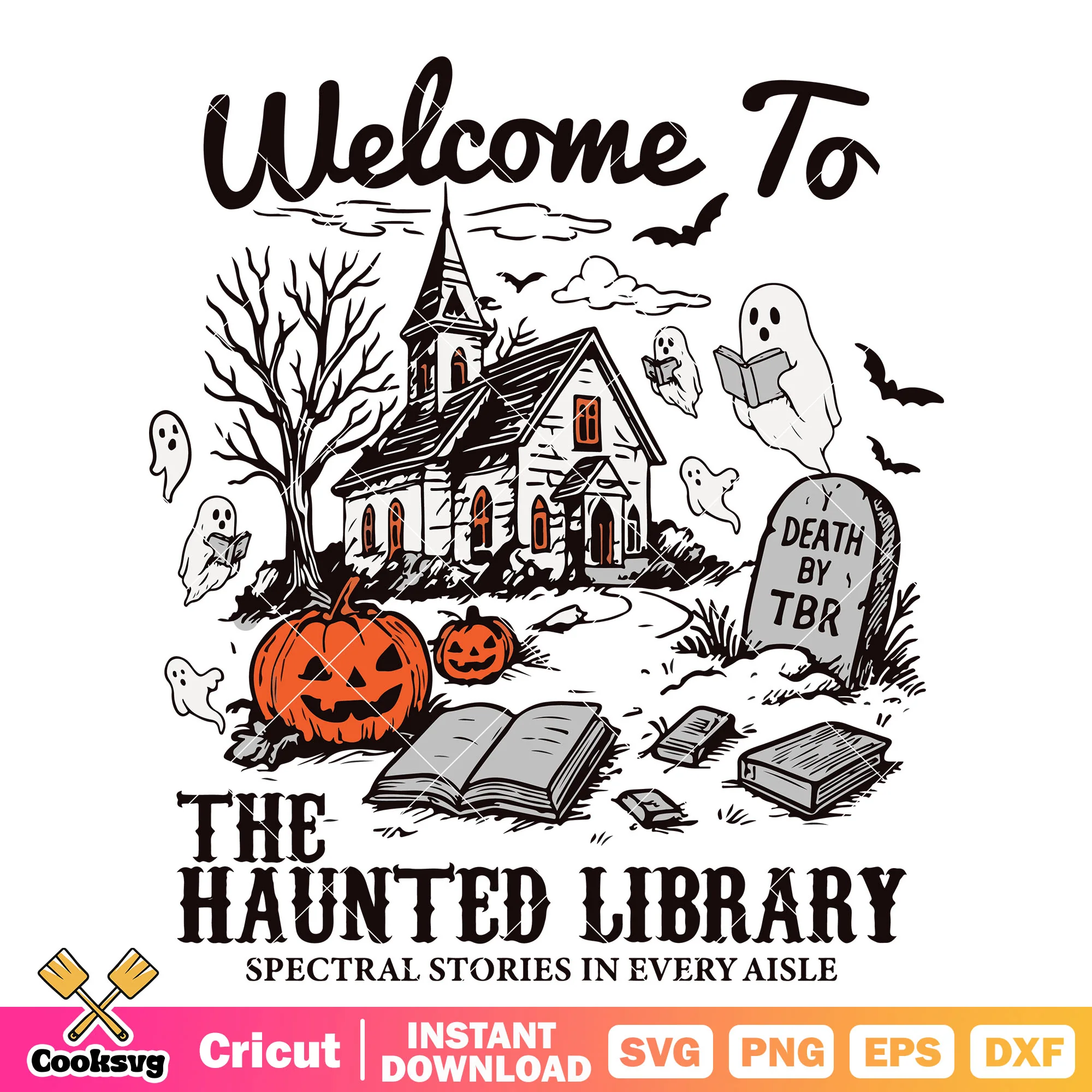 Welcome to haunted library svg, haunted library svg, halloween pumpkin svg