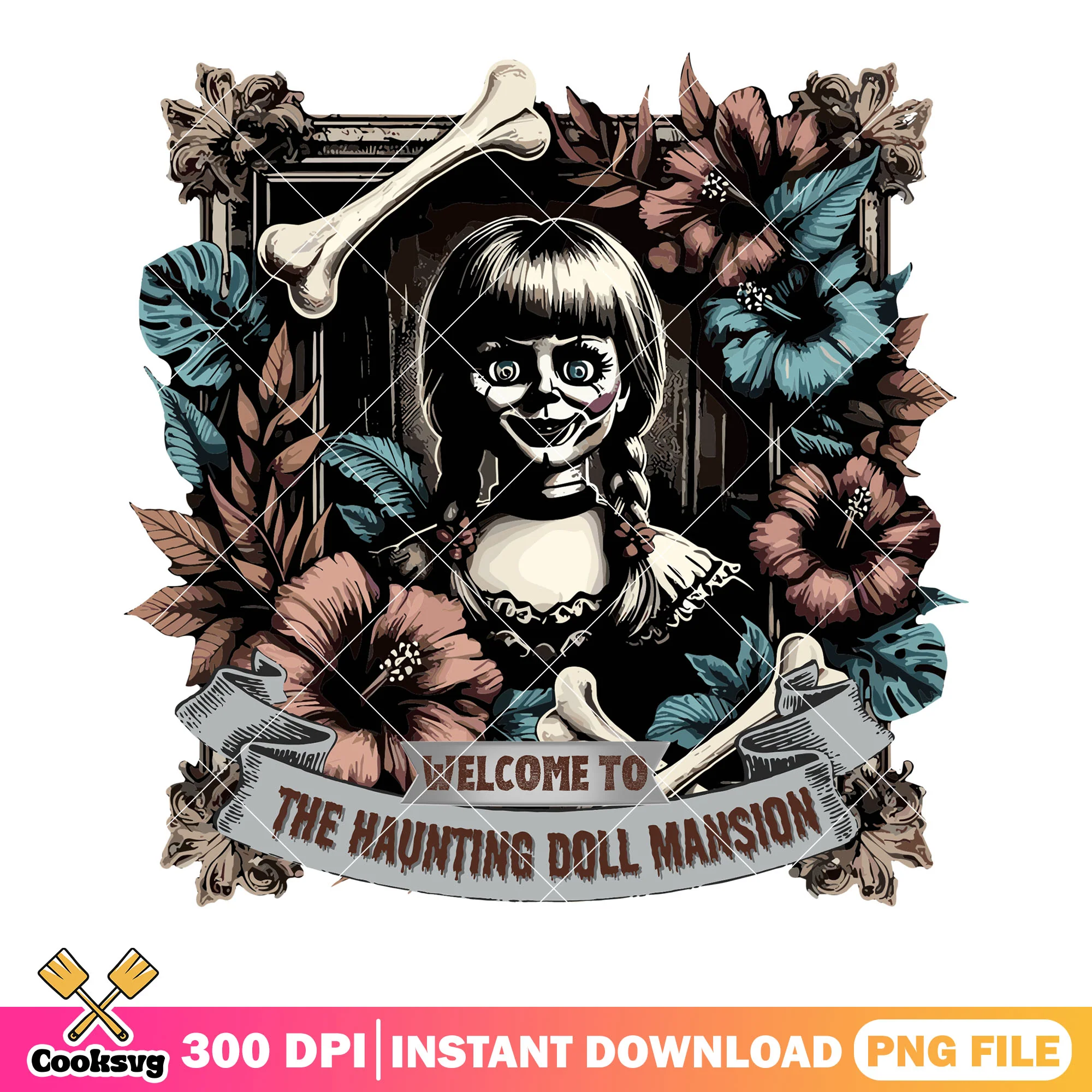 Welcome to the haunting doll masnion png, annabelle png