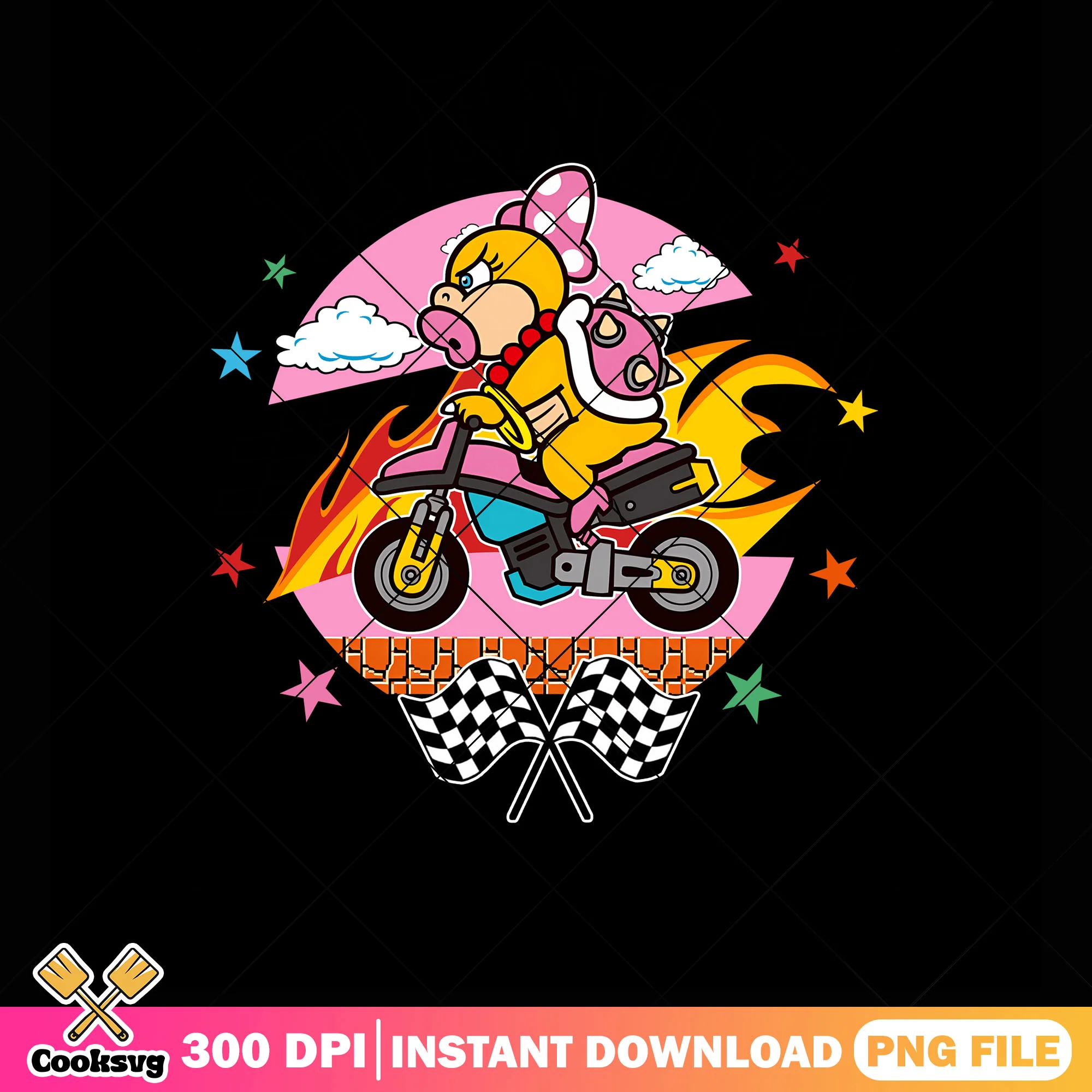 Wendy fire racing kart png, mario video game png, nintendo swich png