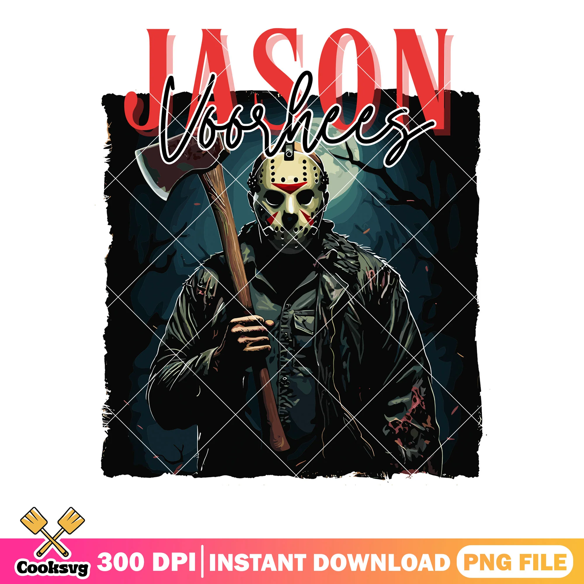 White hockey mask jason png, creepy forest png, halloween scary png