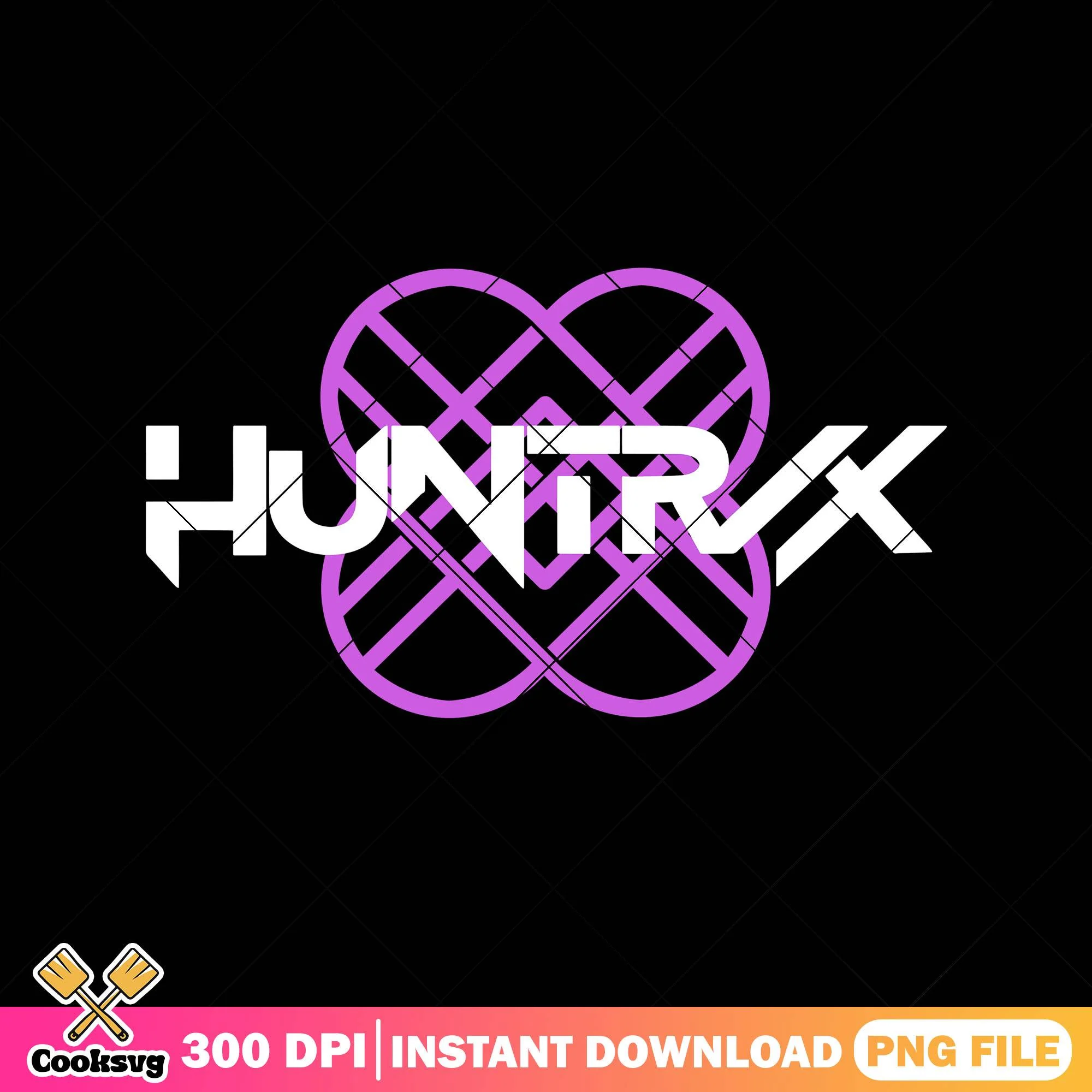 White huntrix design png, huntrix logo png, huntrix band png
