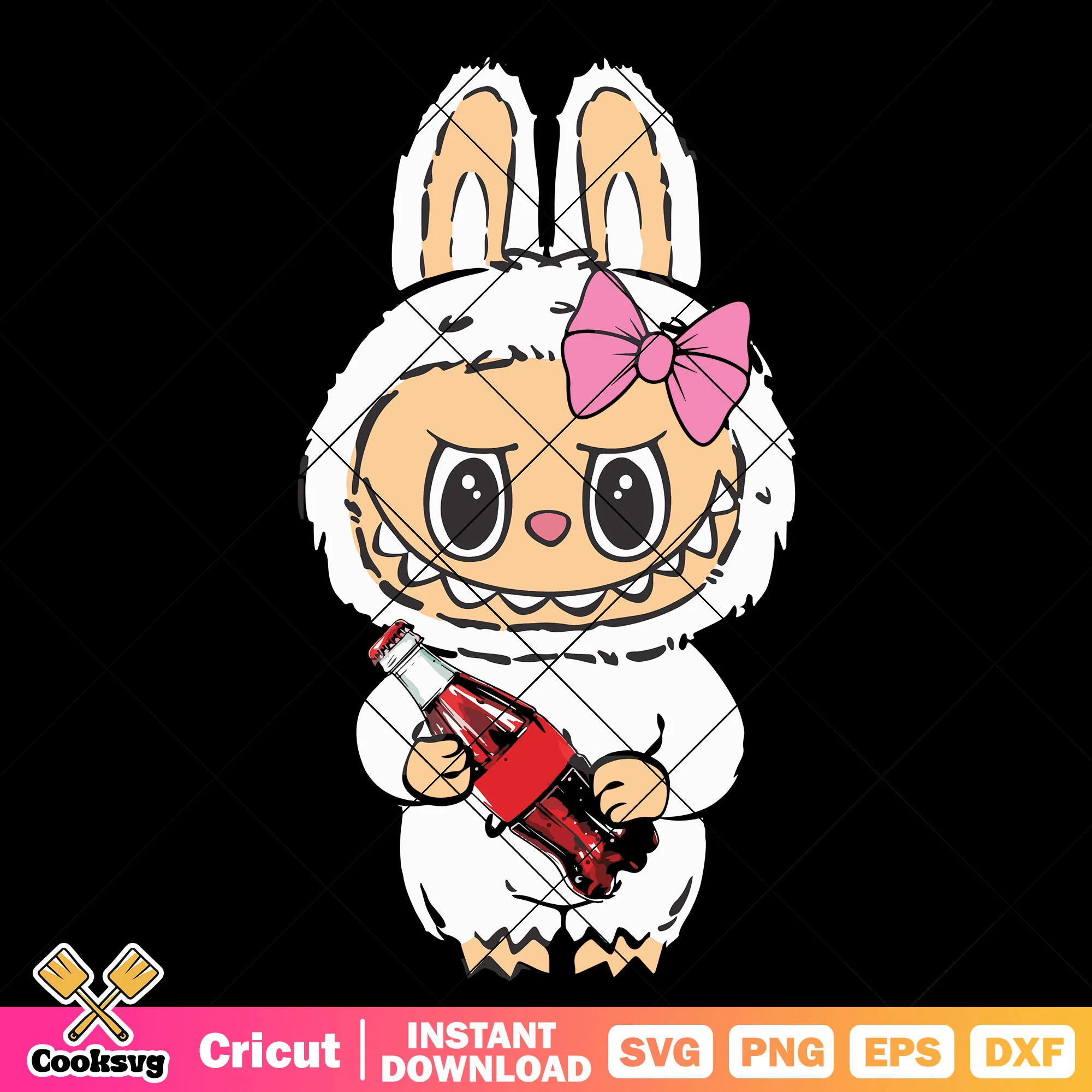White labubu and cola svg, coca cola labubu svg, white labubu svg