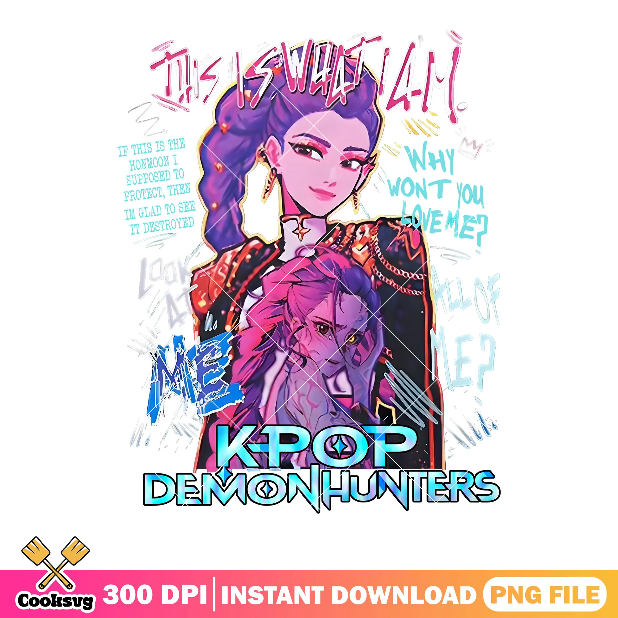 Why wont u love me rumi png, kpop hunters demon png, rumi huntrix png