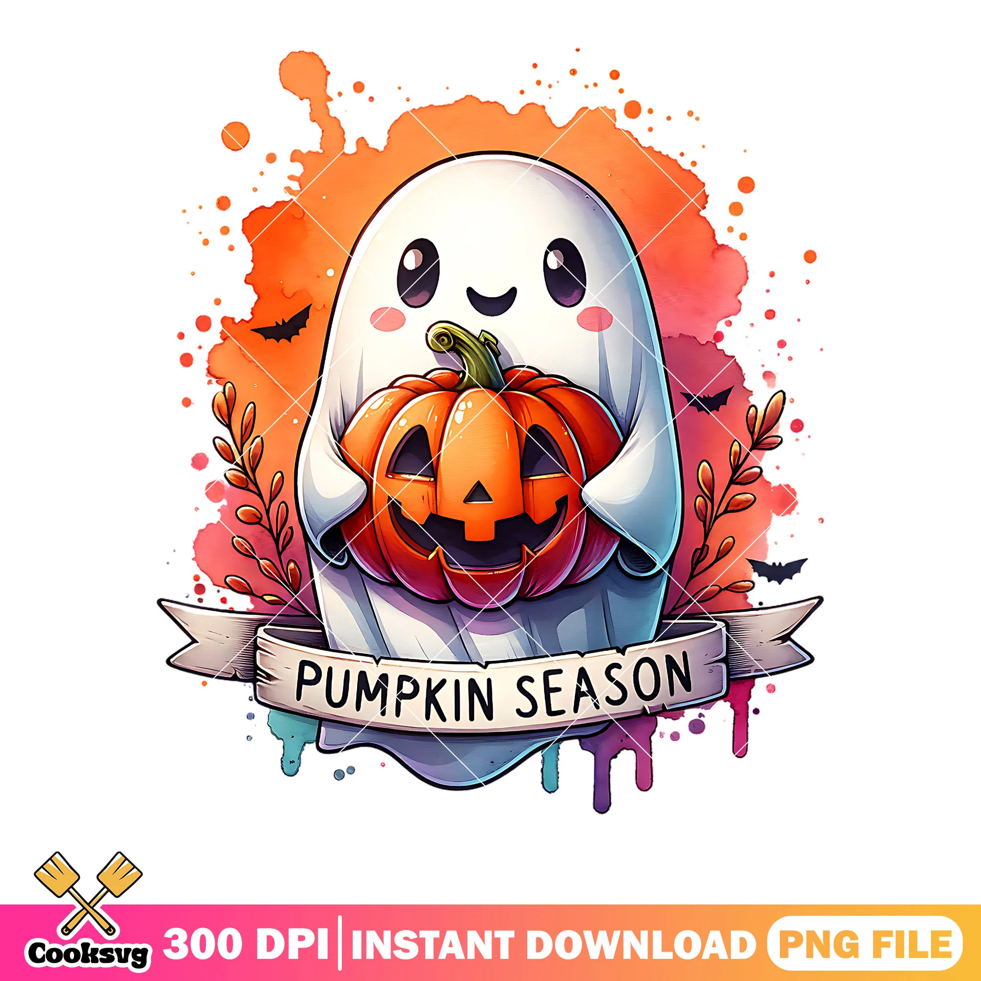 Wicker pumpkin two reeds png, ghost costume png, halloween scary png