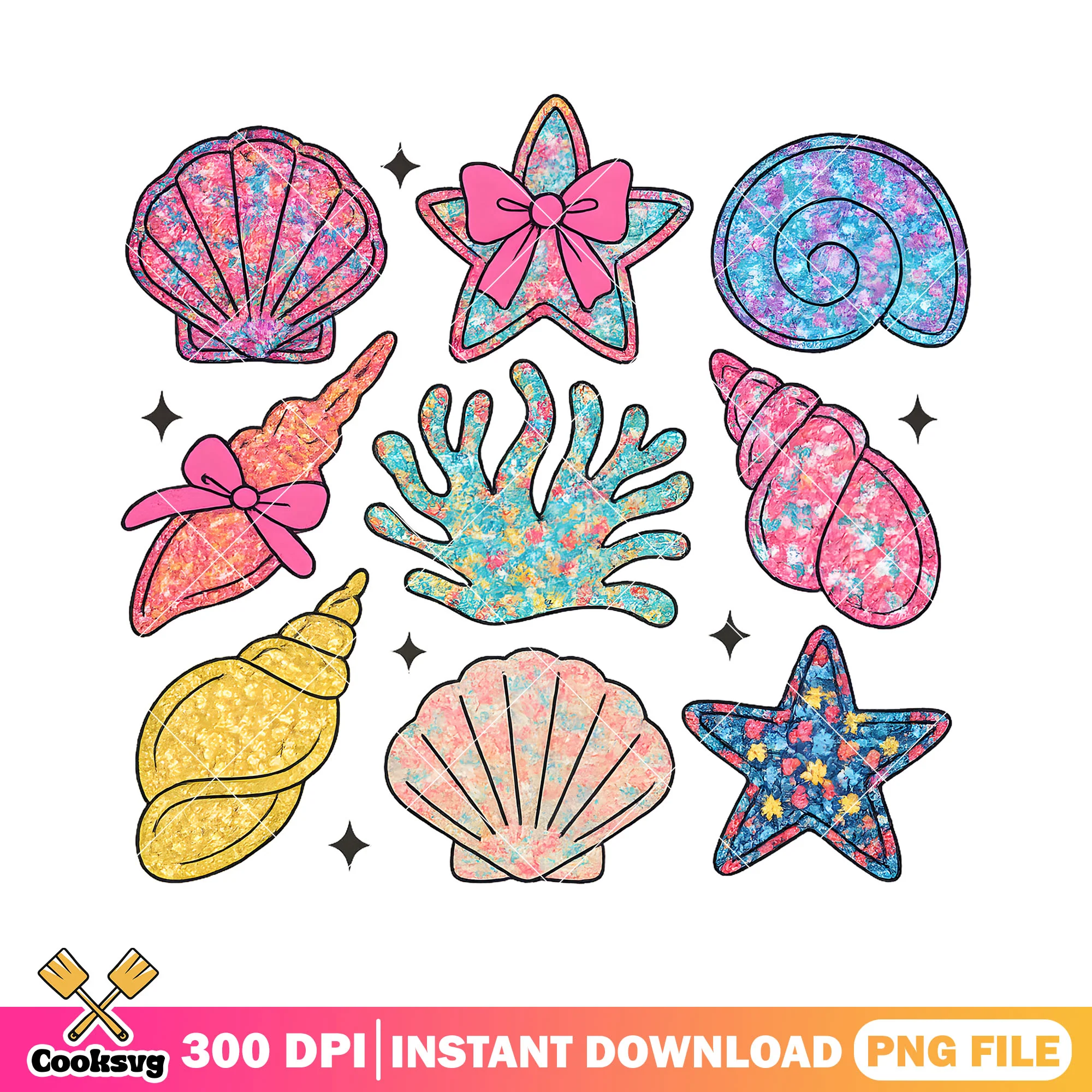 Wildflower Seashell Clam Summer Png, beach vibes png, summer vibes png