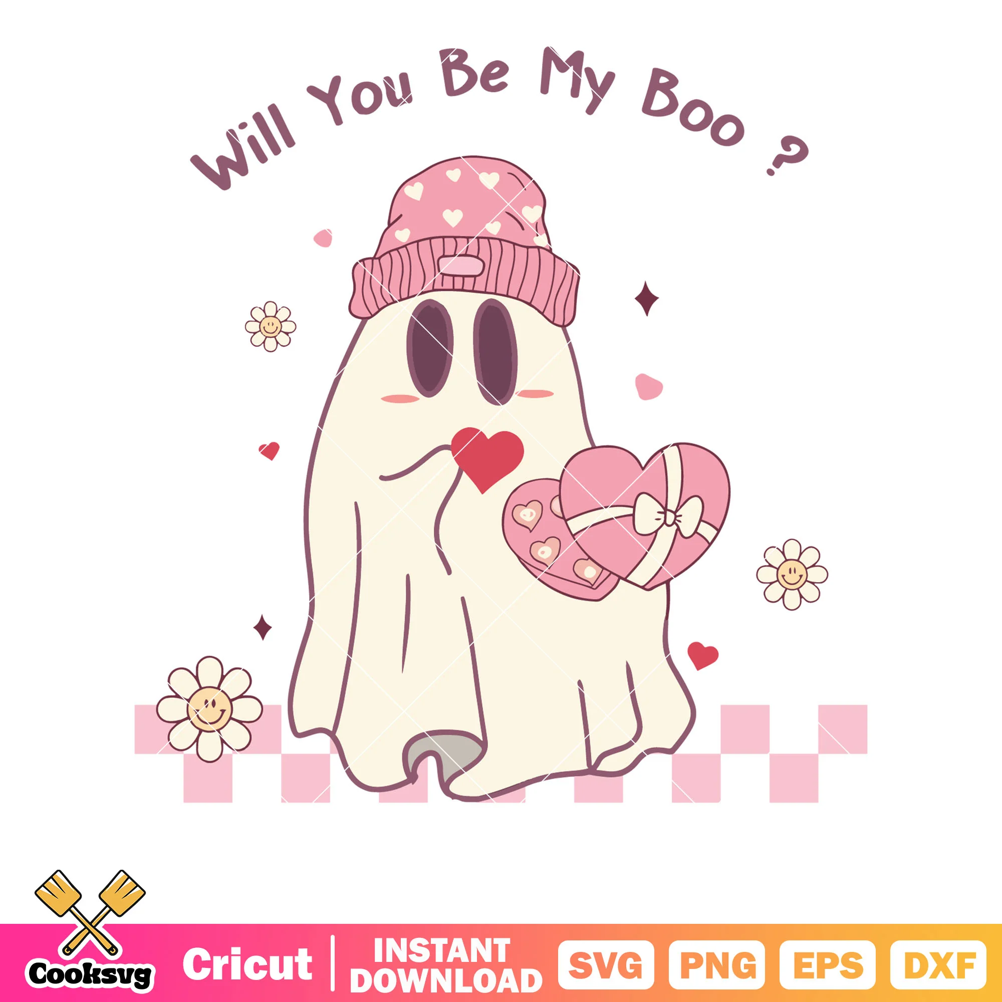 Will you be my boo ghost valentine svg, ghost valentine svg