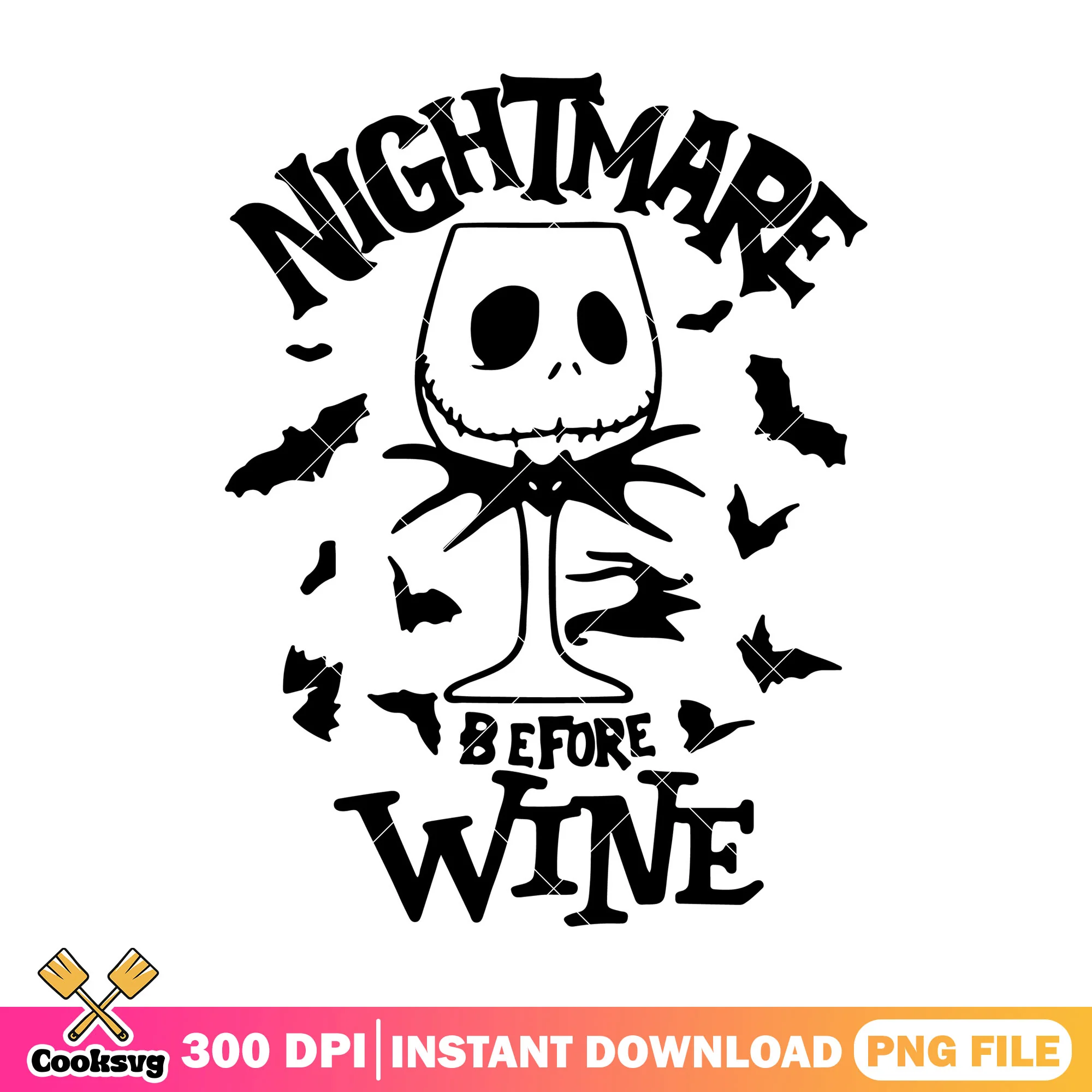 Wine nightmare design png, halloween disney png, disney jack png