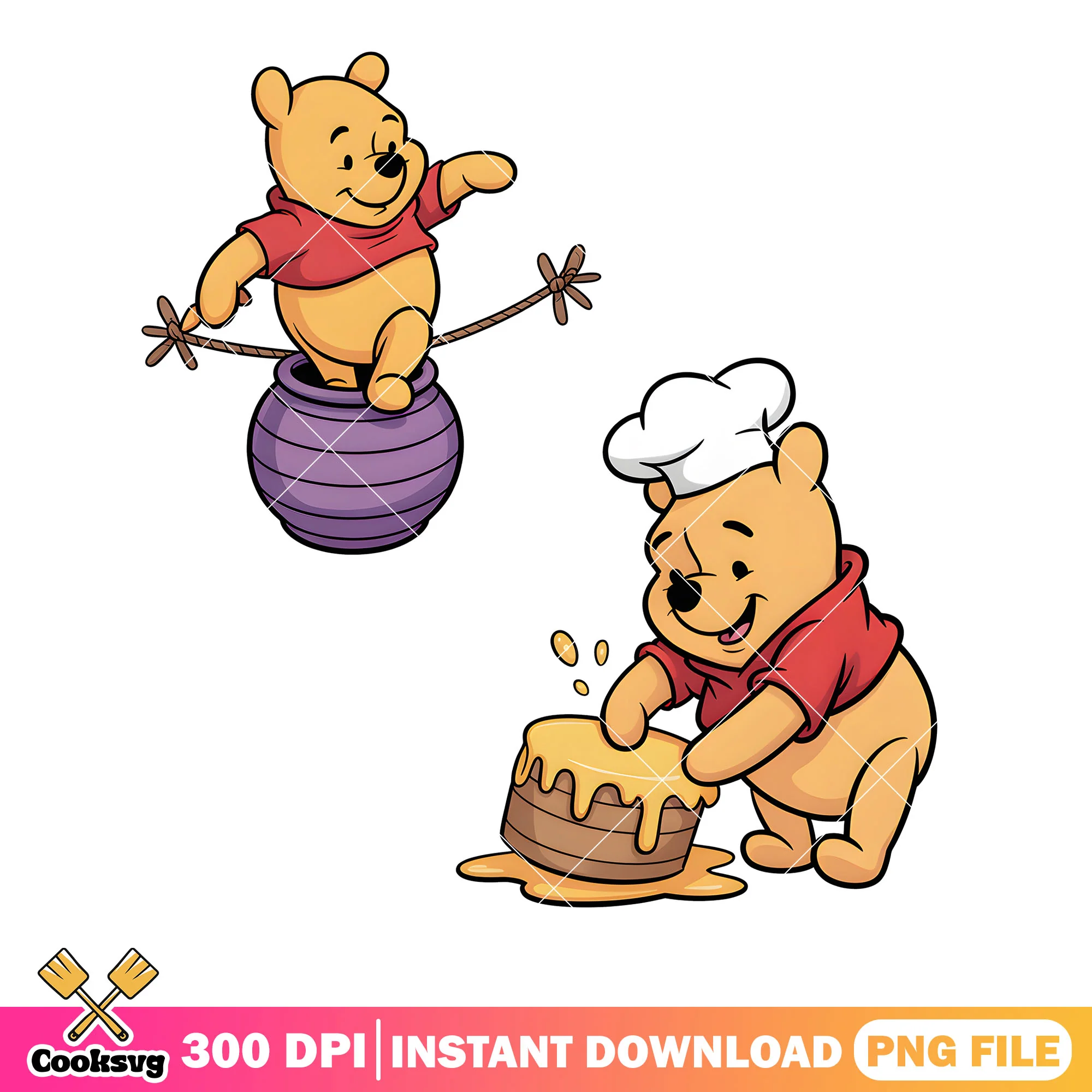 Winnie pooh poster png, honey poster png, vintage pooh png