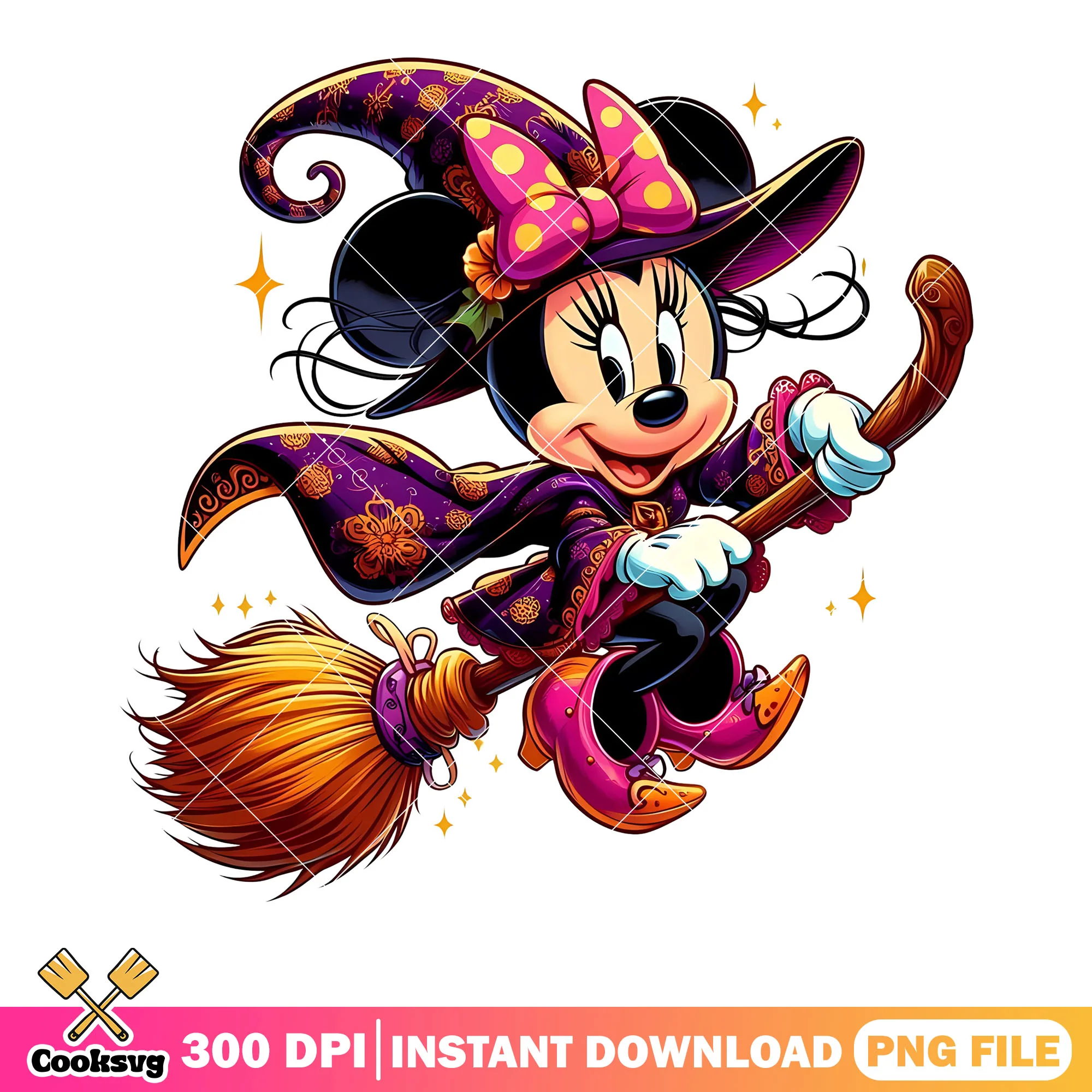 Winnie riding broom png, witch costume png, disney character png