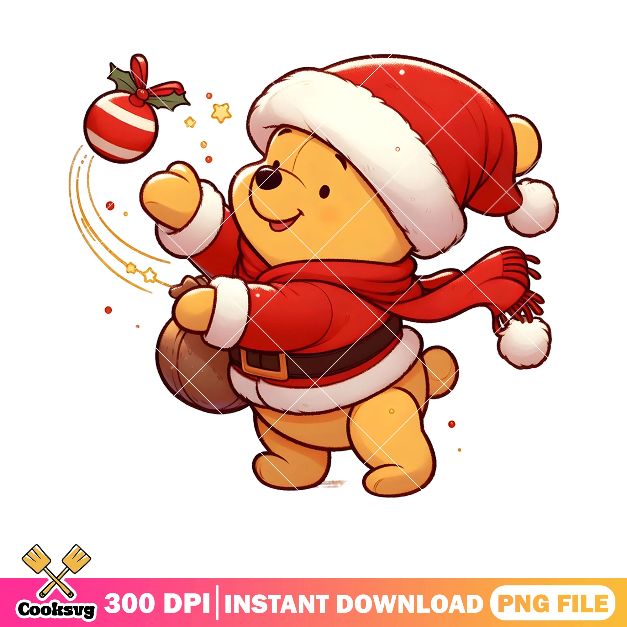 winnie the pooh christmas blanket png, gift bag png, pooh cute png