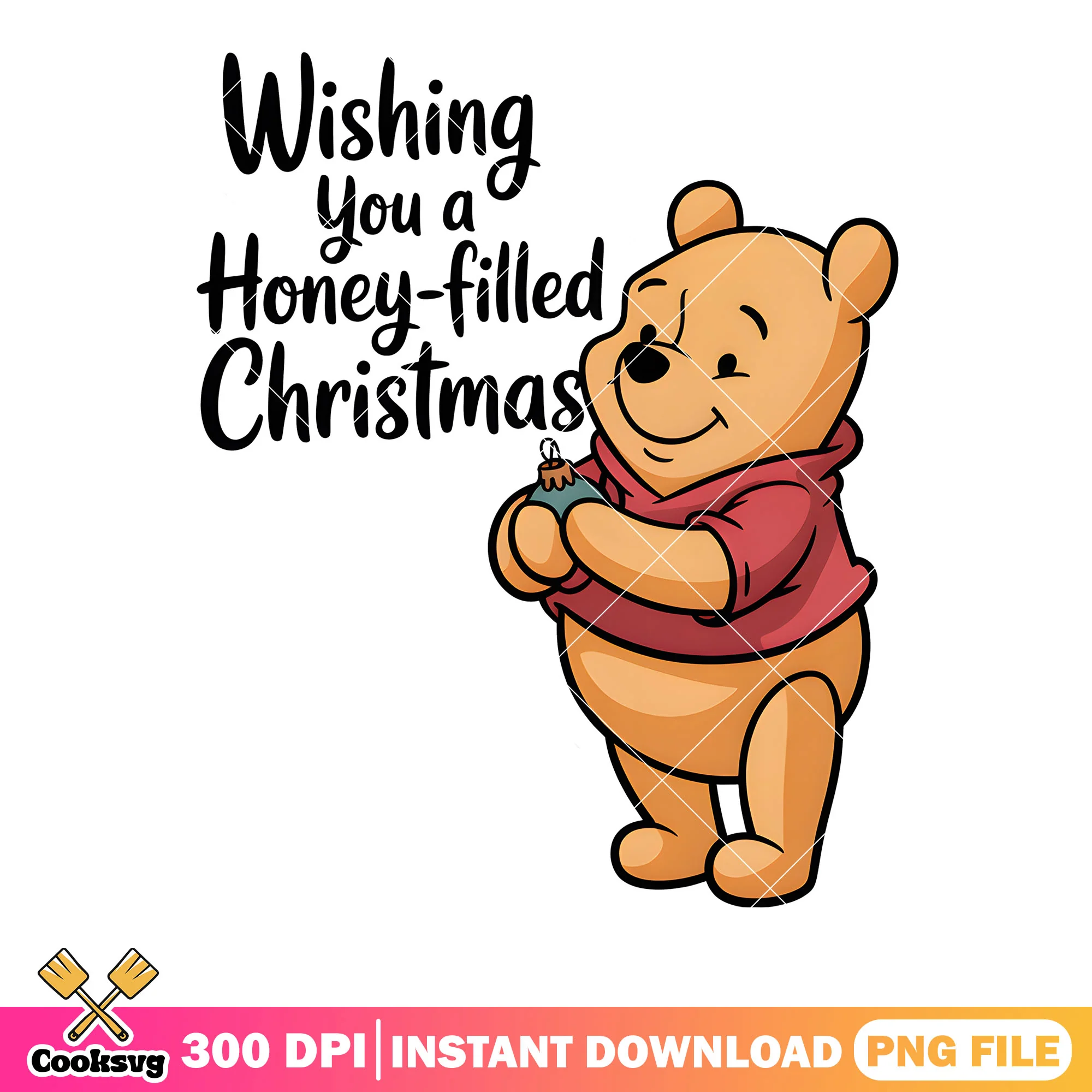 Wishing you a honey filled christmas png, christmas png, pooh bear png