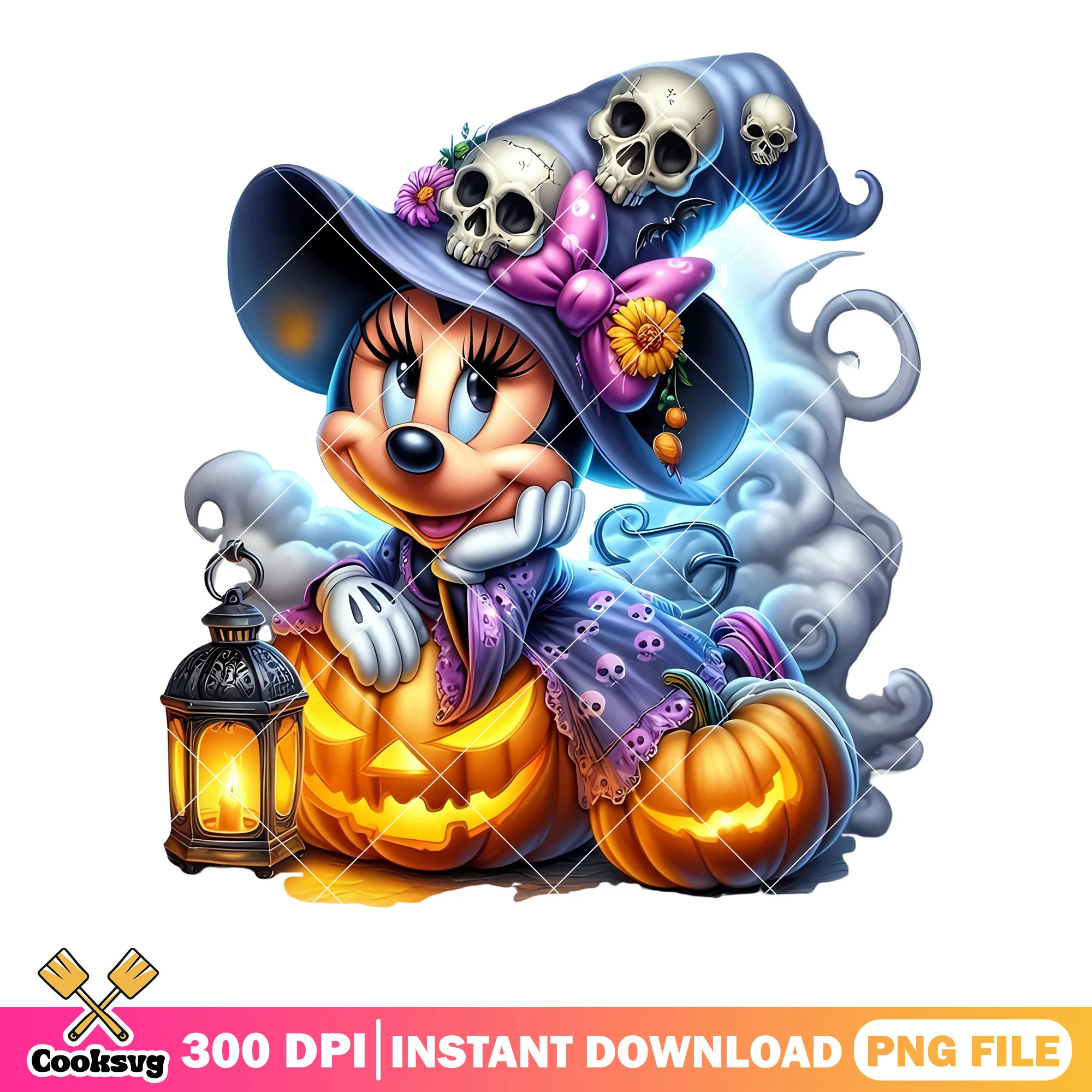 Witch costume minnie png, jack o lantern png, disney halloween png