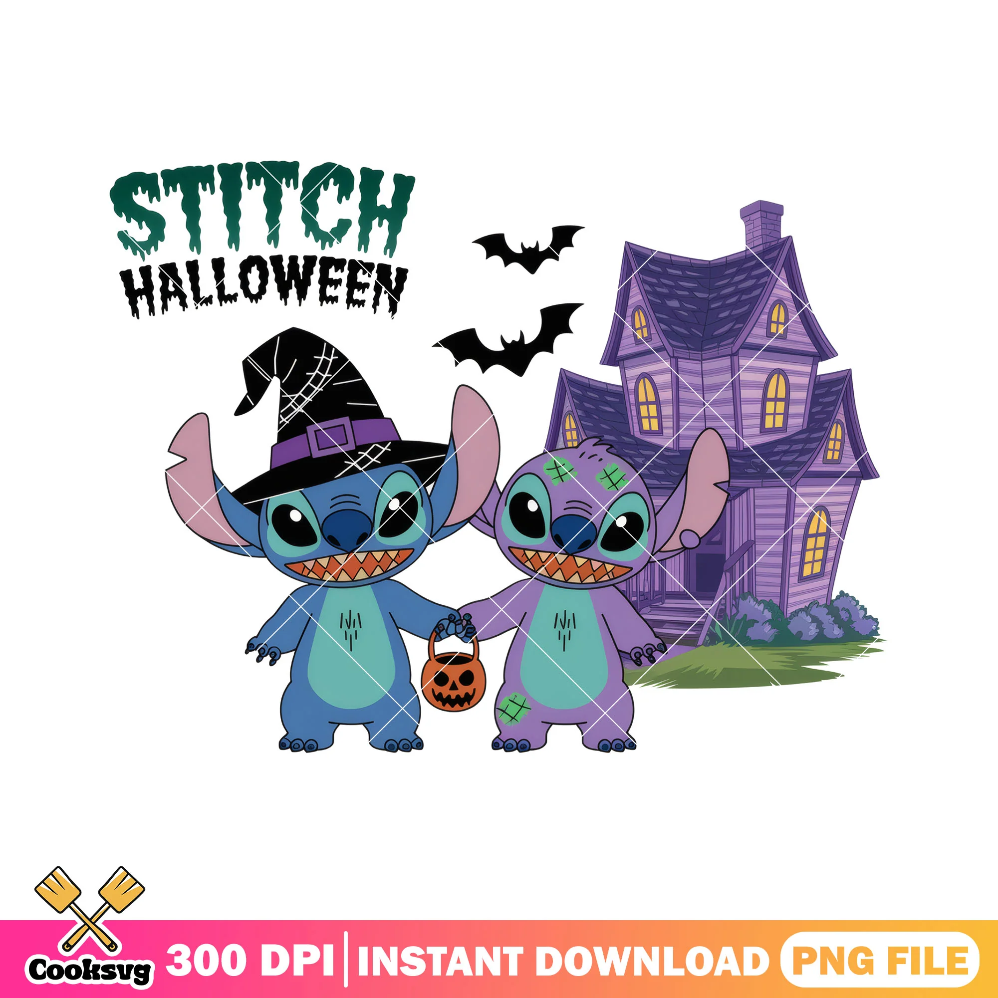 Witch costume stitch png, halloween horror png, disney horror png
