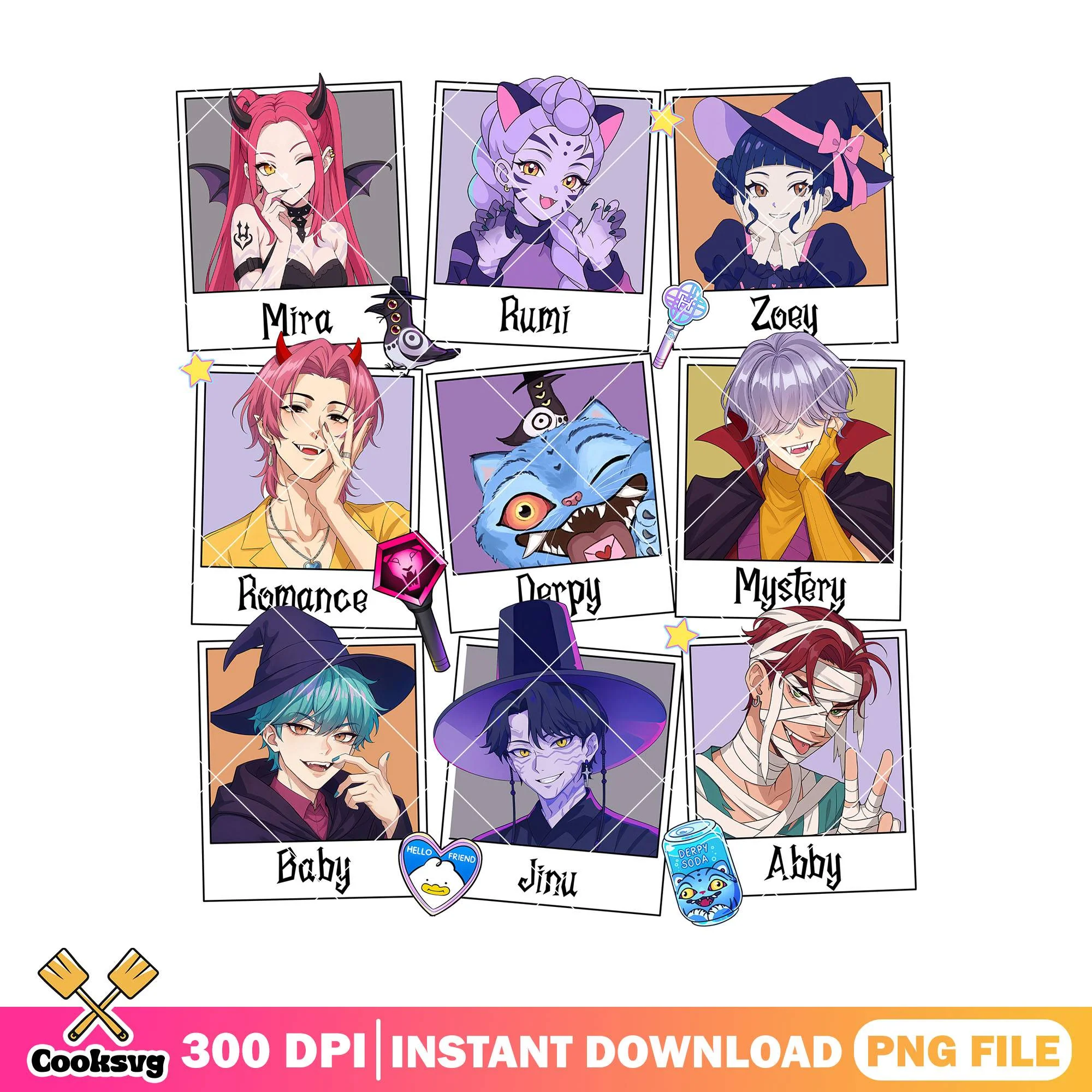 Witch demon hunters png, kpop demon hunters png, halloween spirit png