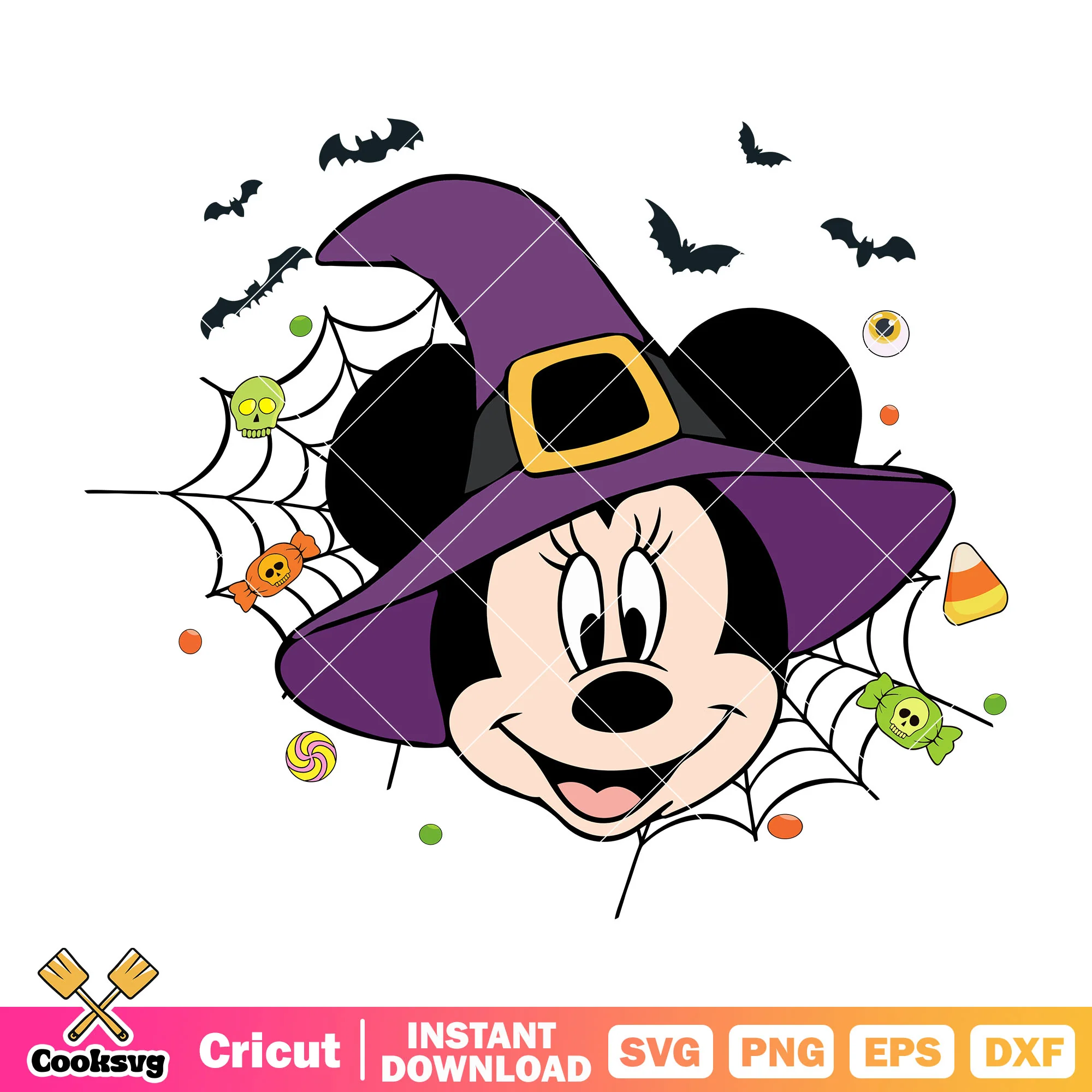 Witch minnie head svg, minnie halloween svg, minnie costume svg