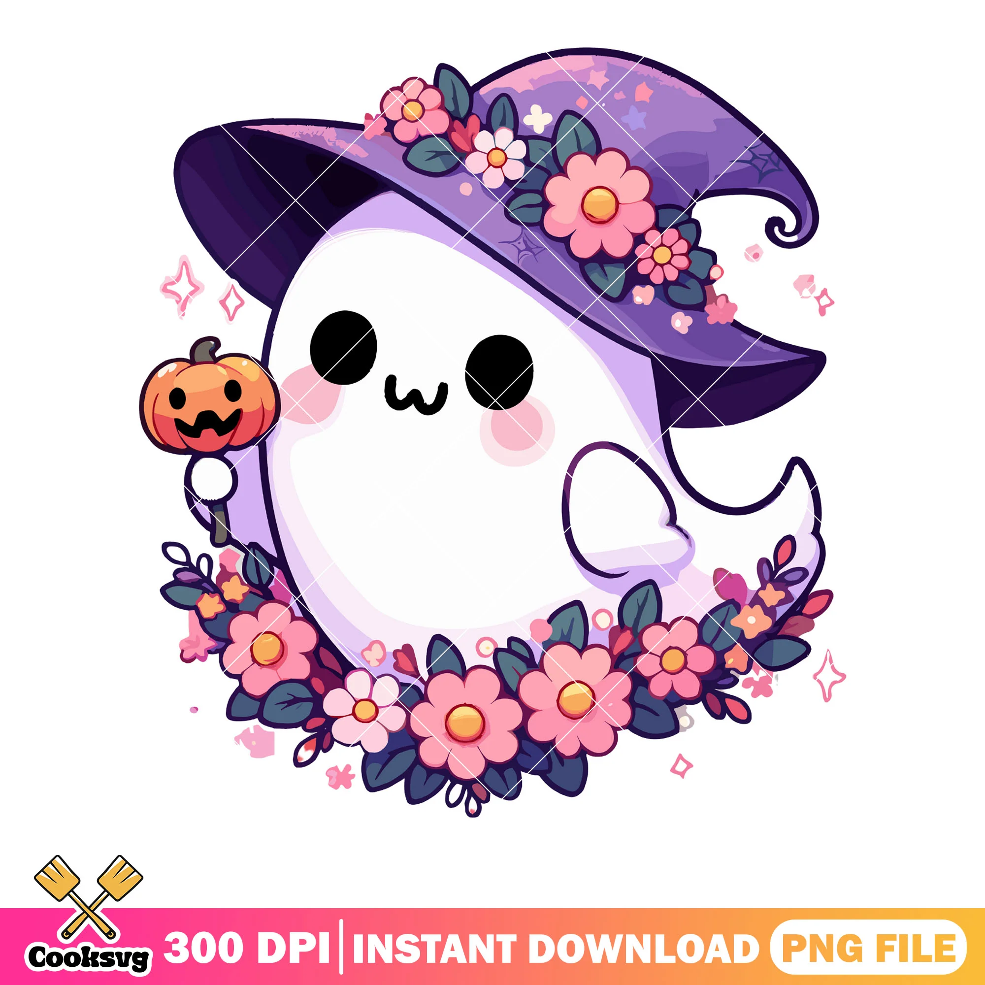 Witches hat pink flower png, ghost costumes png, scary night png