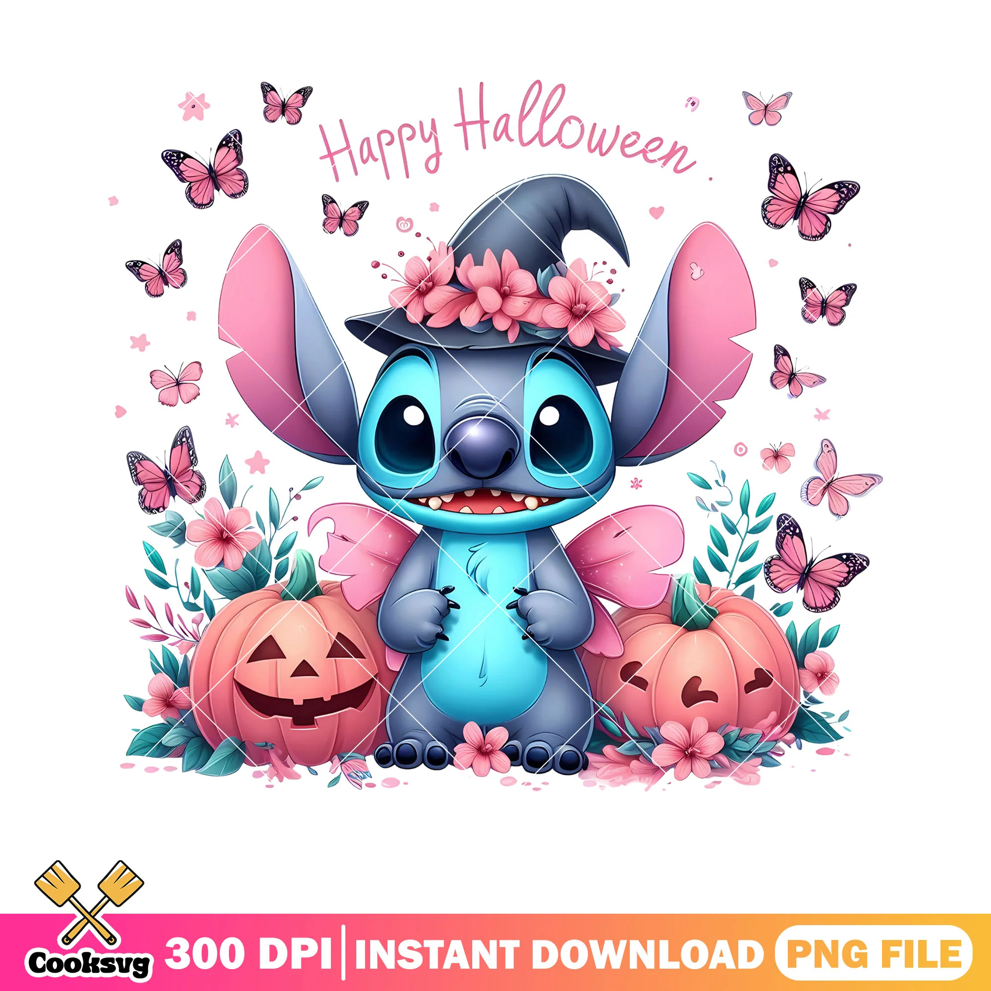 Witches hat stitch png, jack o lantern png, happy halloween png