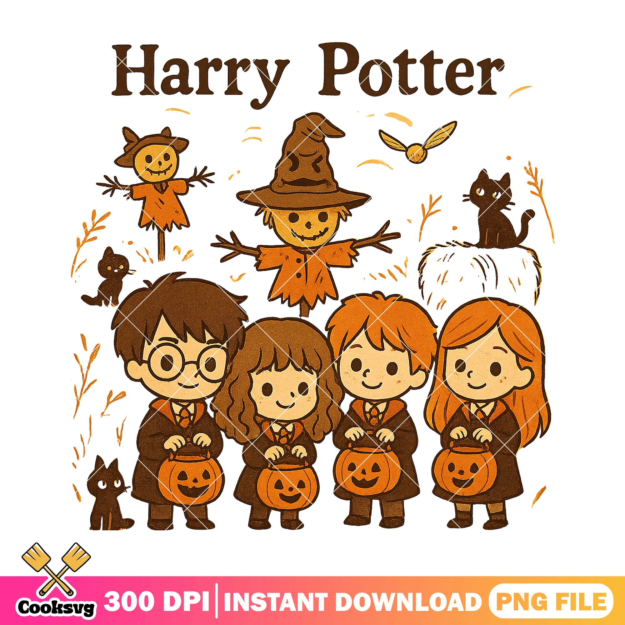 Witchy halloween with harry potter png, harry potter png, scary movie png