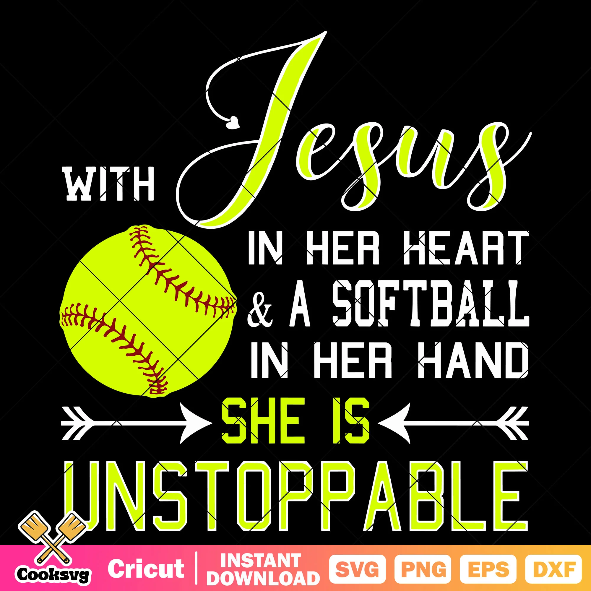 With jesus in her heat and a softball in her hand svg, tennis ball svg