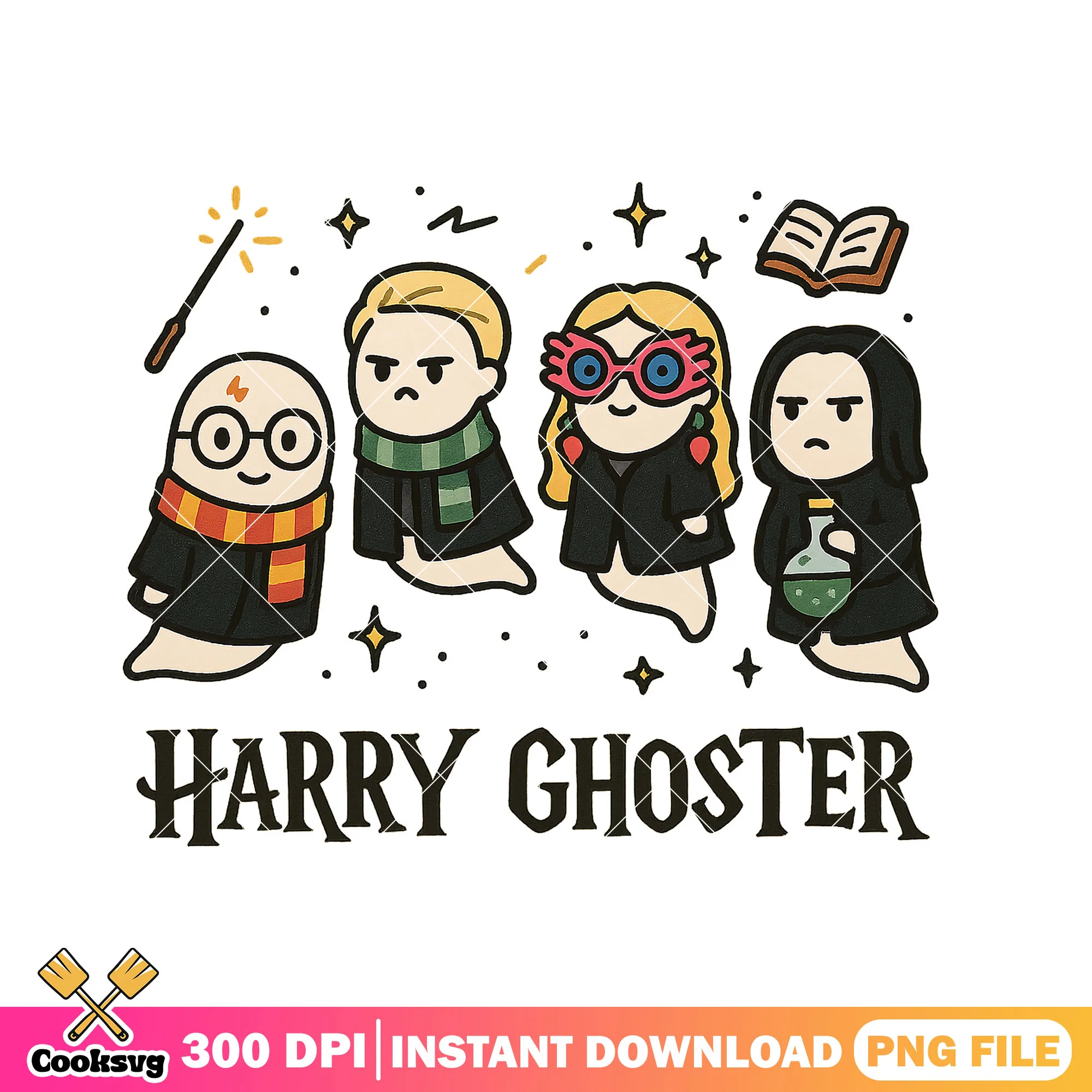 Wizard cartoon ghosts png, harry potter png, happy halloween png
