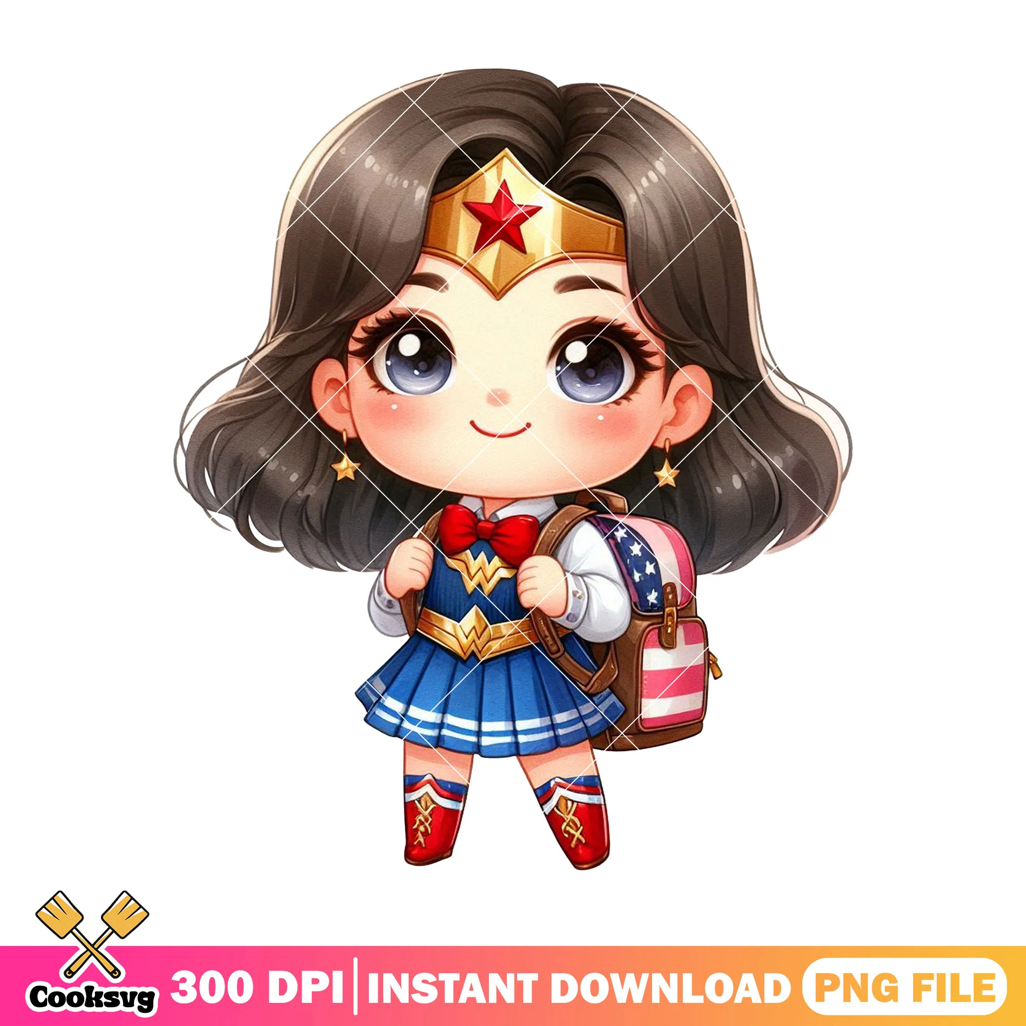 Wonder woman loves school png, go back to school png, dc art png