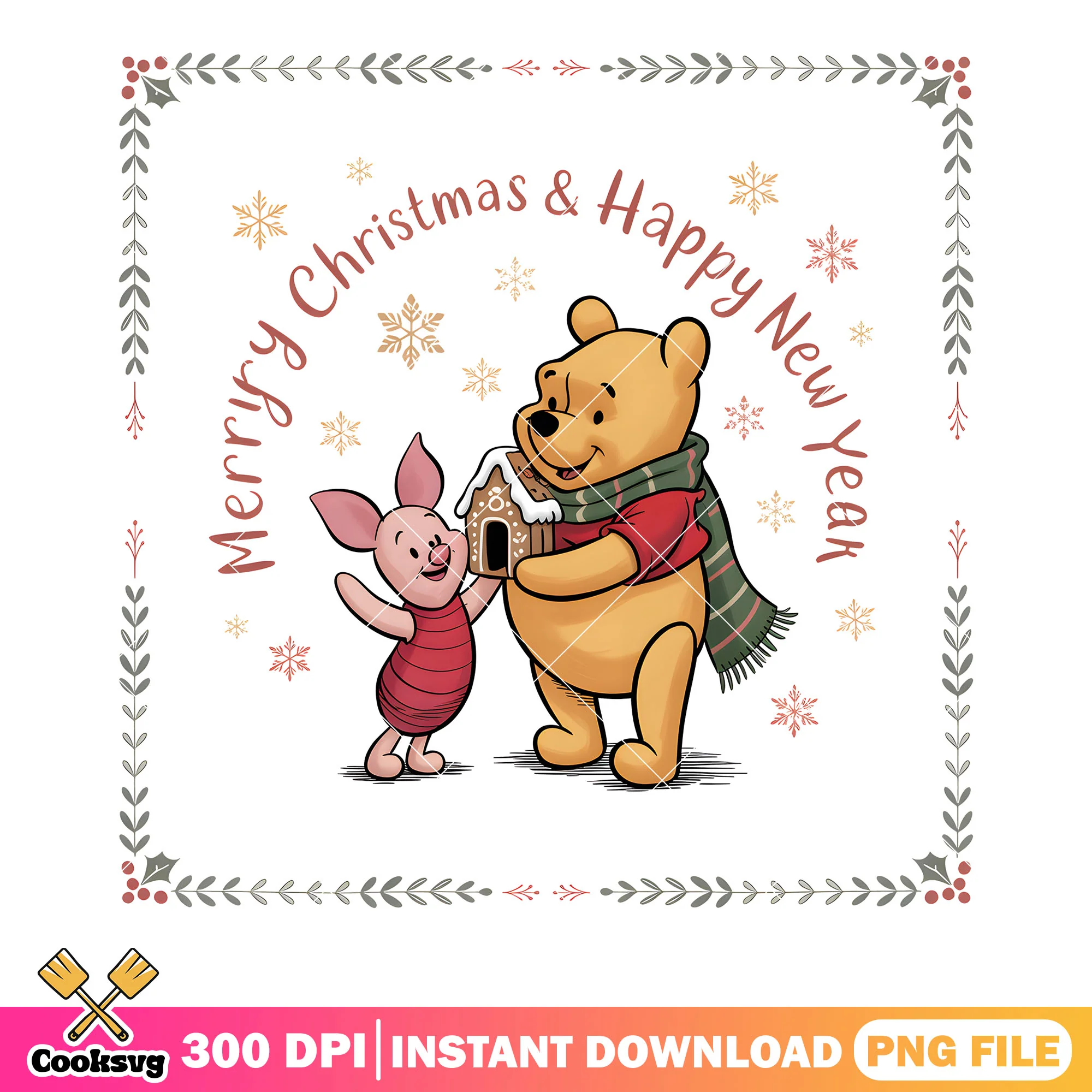 Xmas poster piglet pooh png, winnie the pooh pig let png, pooh bear png