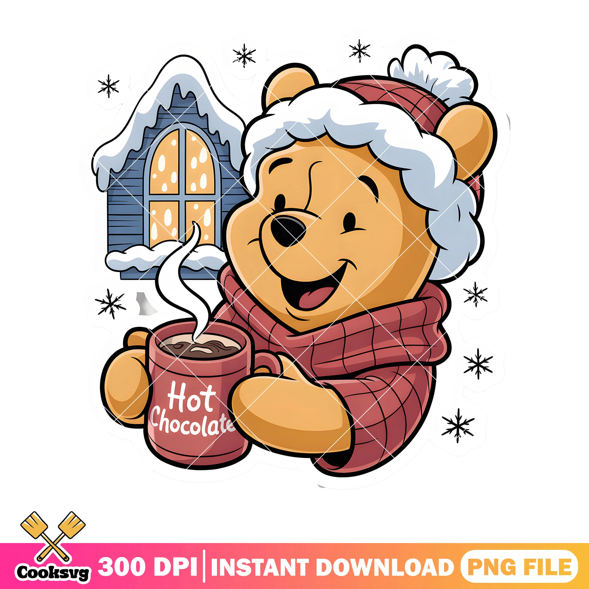 Xmas stickers pooh bear png, vintage pooh png, merry christmas png