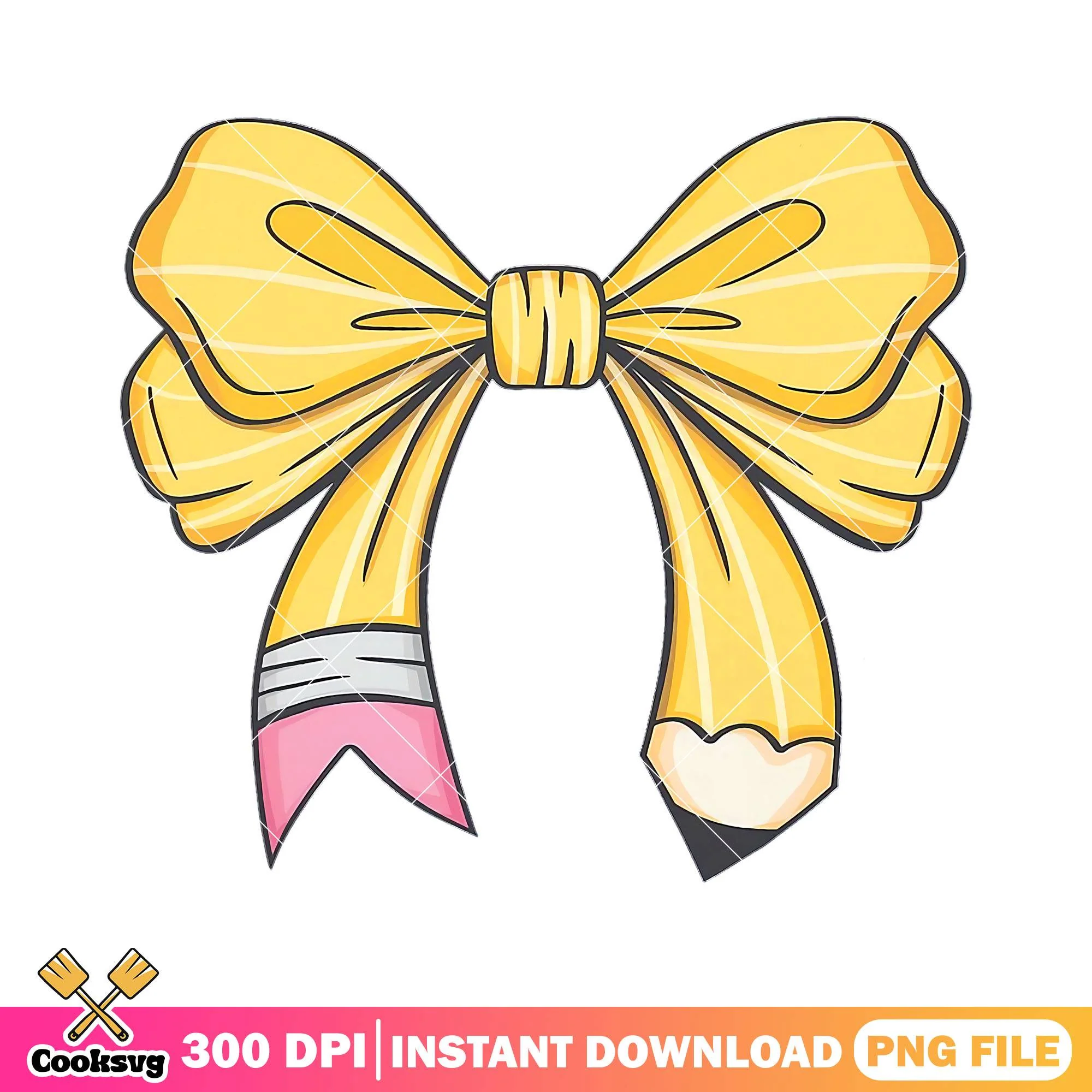 Yellow bow file design png, back to school decor png, cute bow png