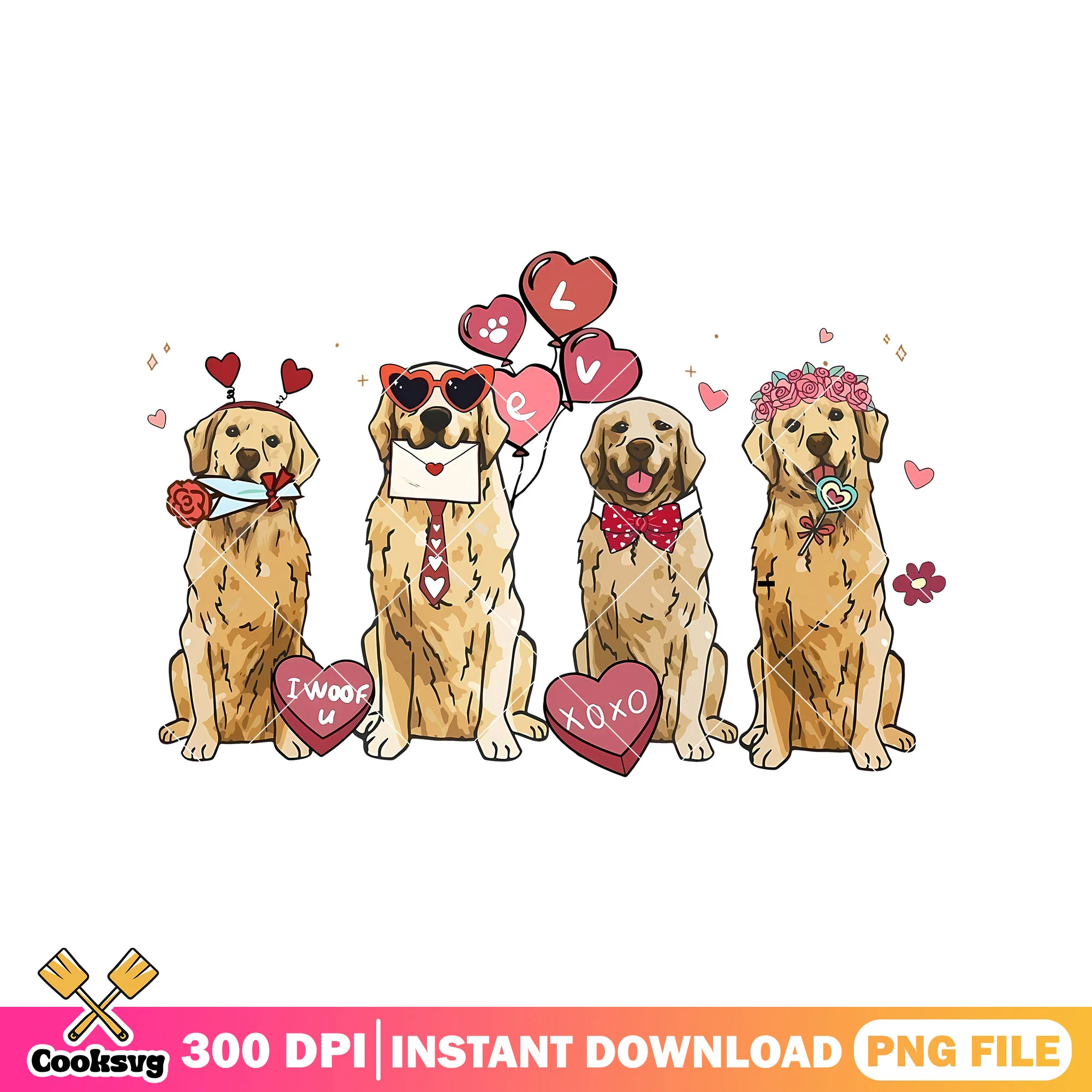 Yellow dog love valentine png, dog valentine png, love valentine png