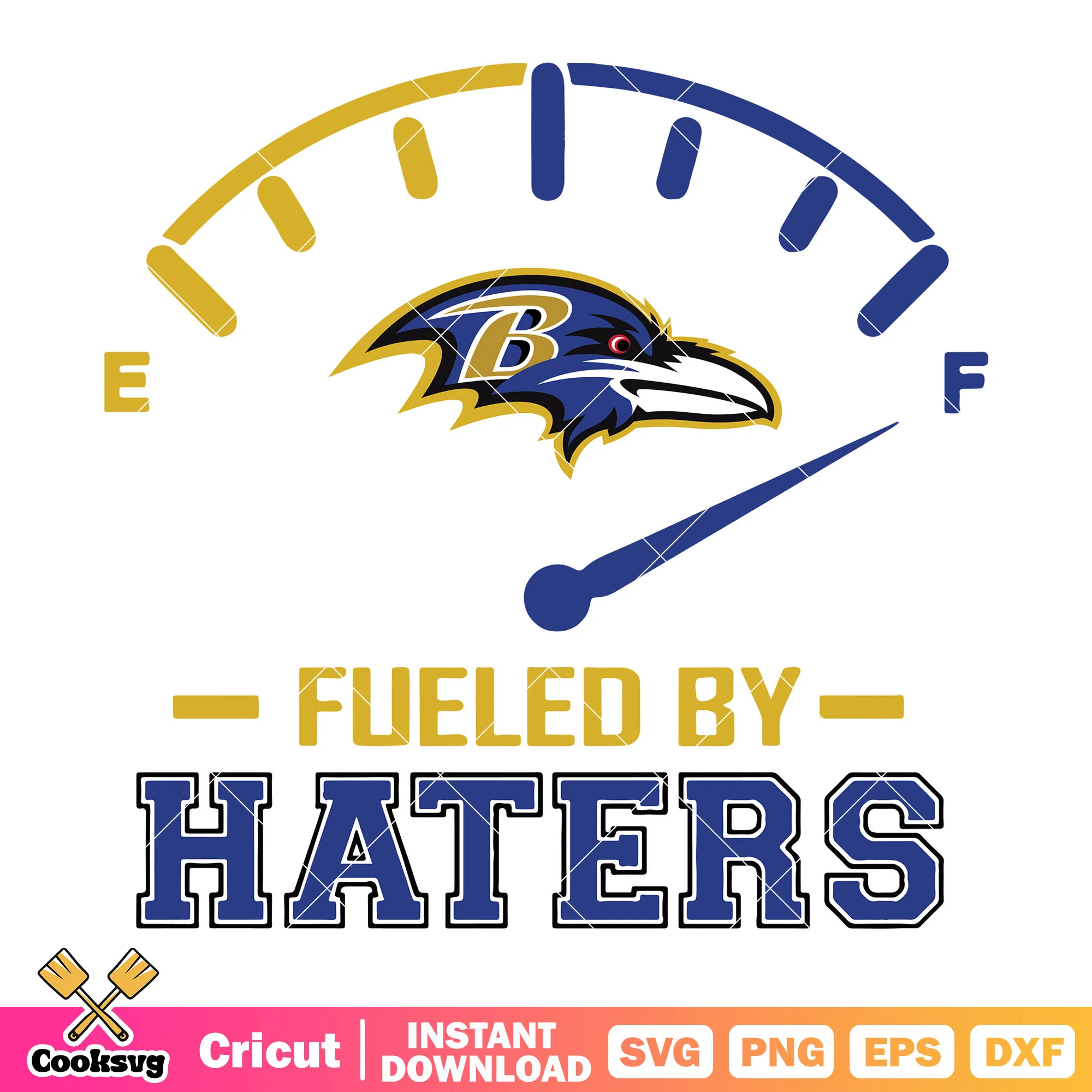 Yellow fueled by haters svg. baltimore ravens svg, falcon head svg