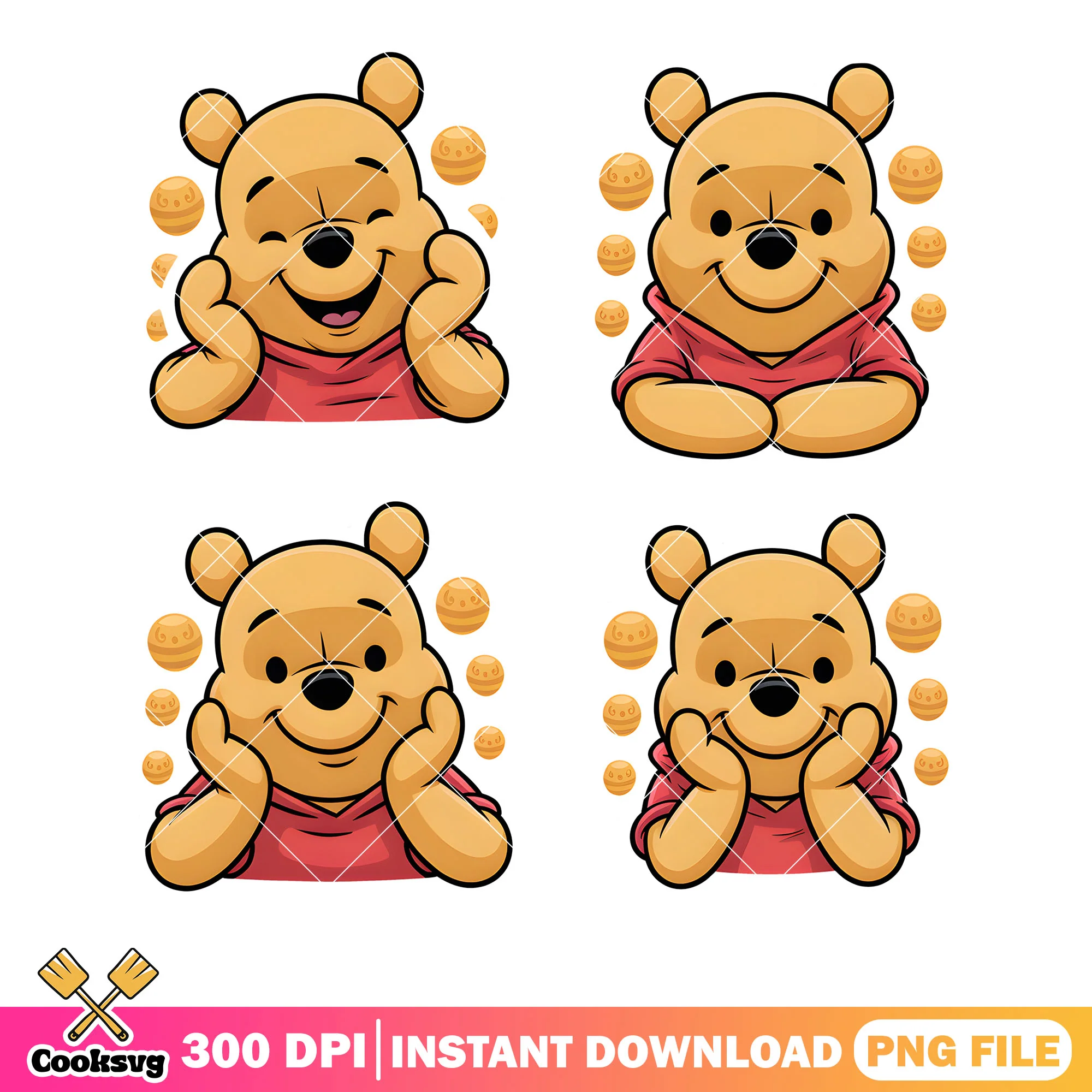 Yellow pooh poster cute png, disney vibes png, cute pooh bear png