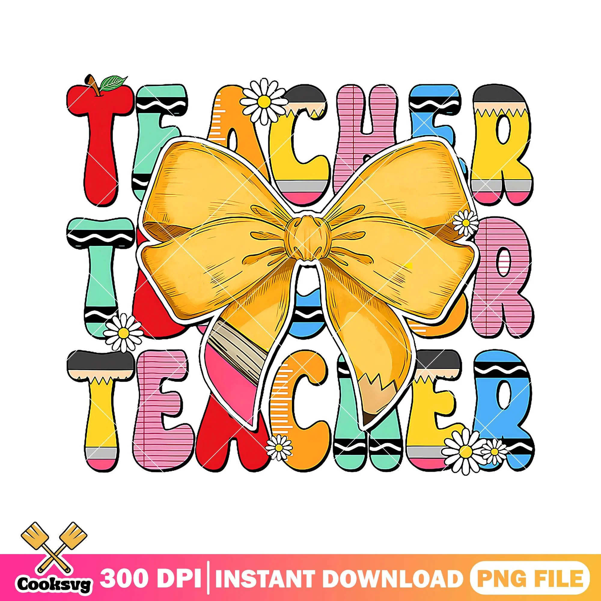 Yellow teacher bow design png, going back to school png, bow cute png