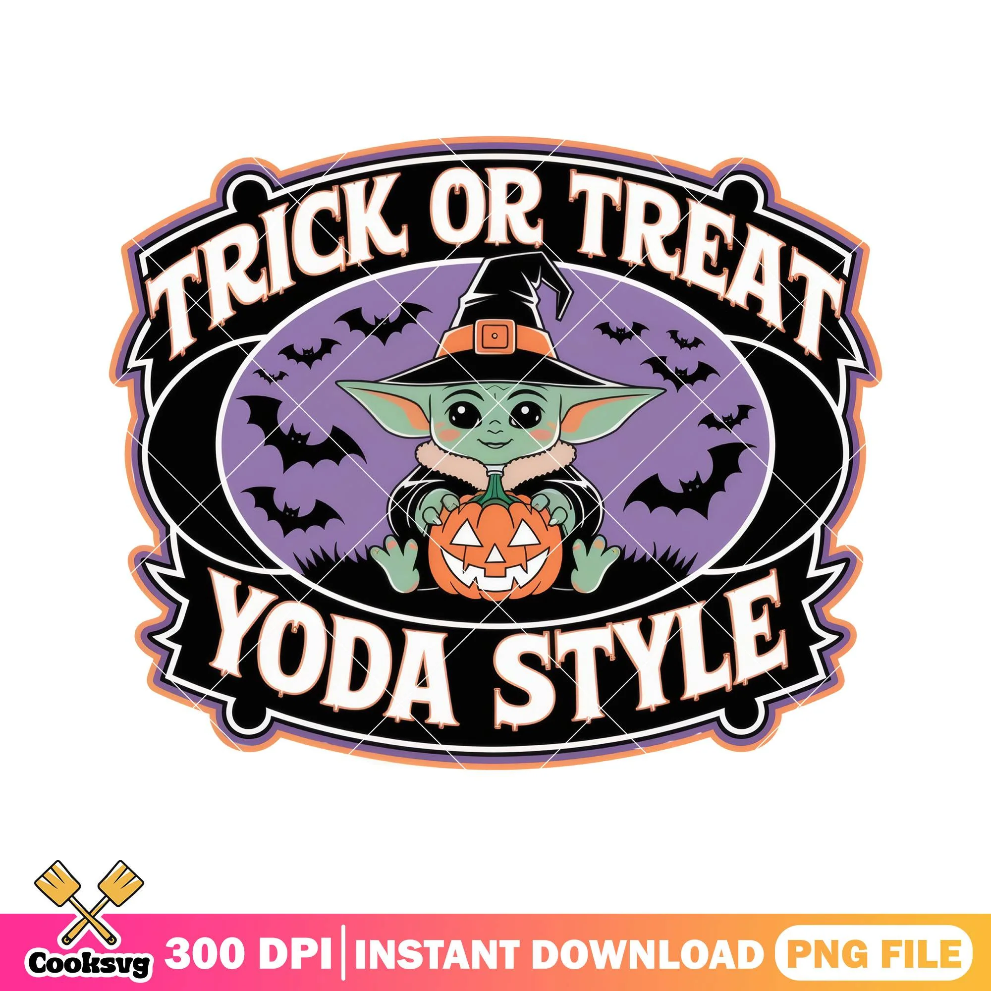 Yoda style halloween png, halloween candy png, baby yoda png