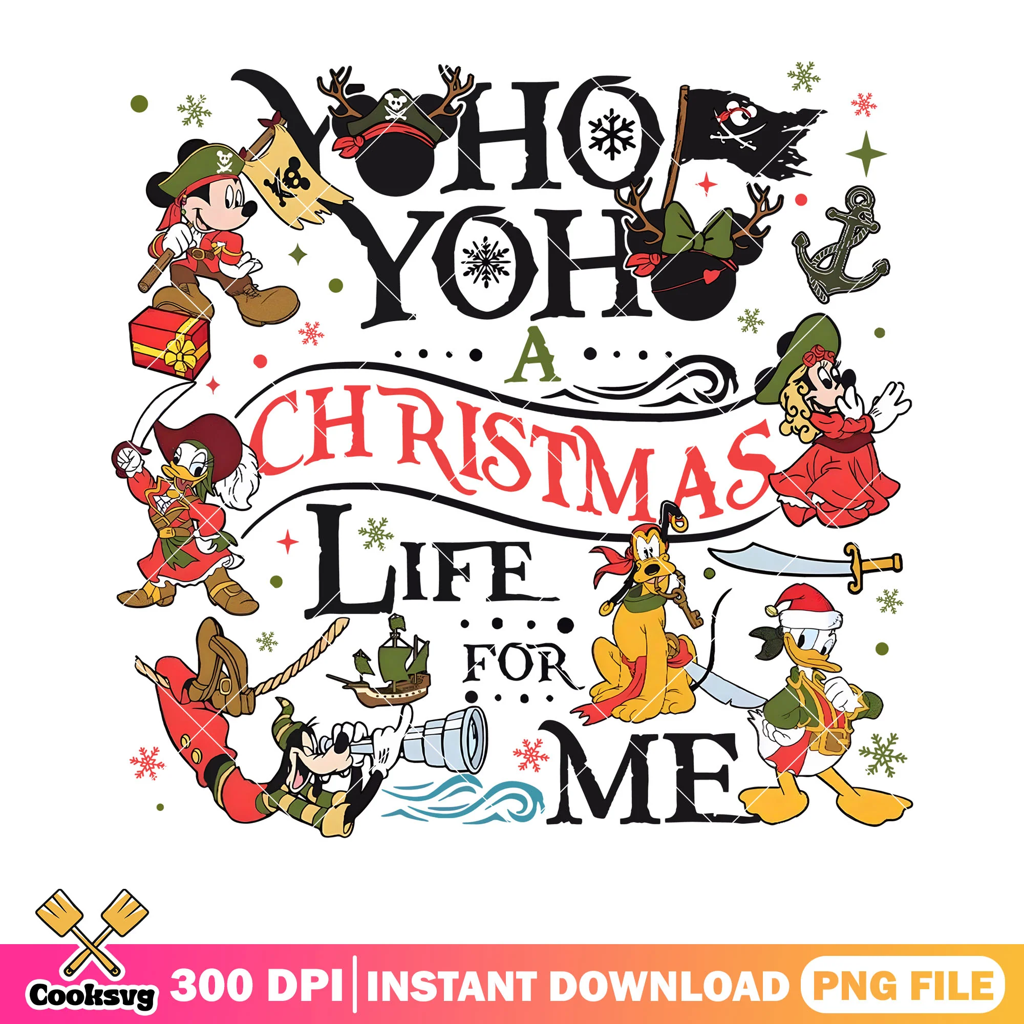 Yoho yoho christmas life for me png, mickey and friends png, xmas png