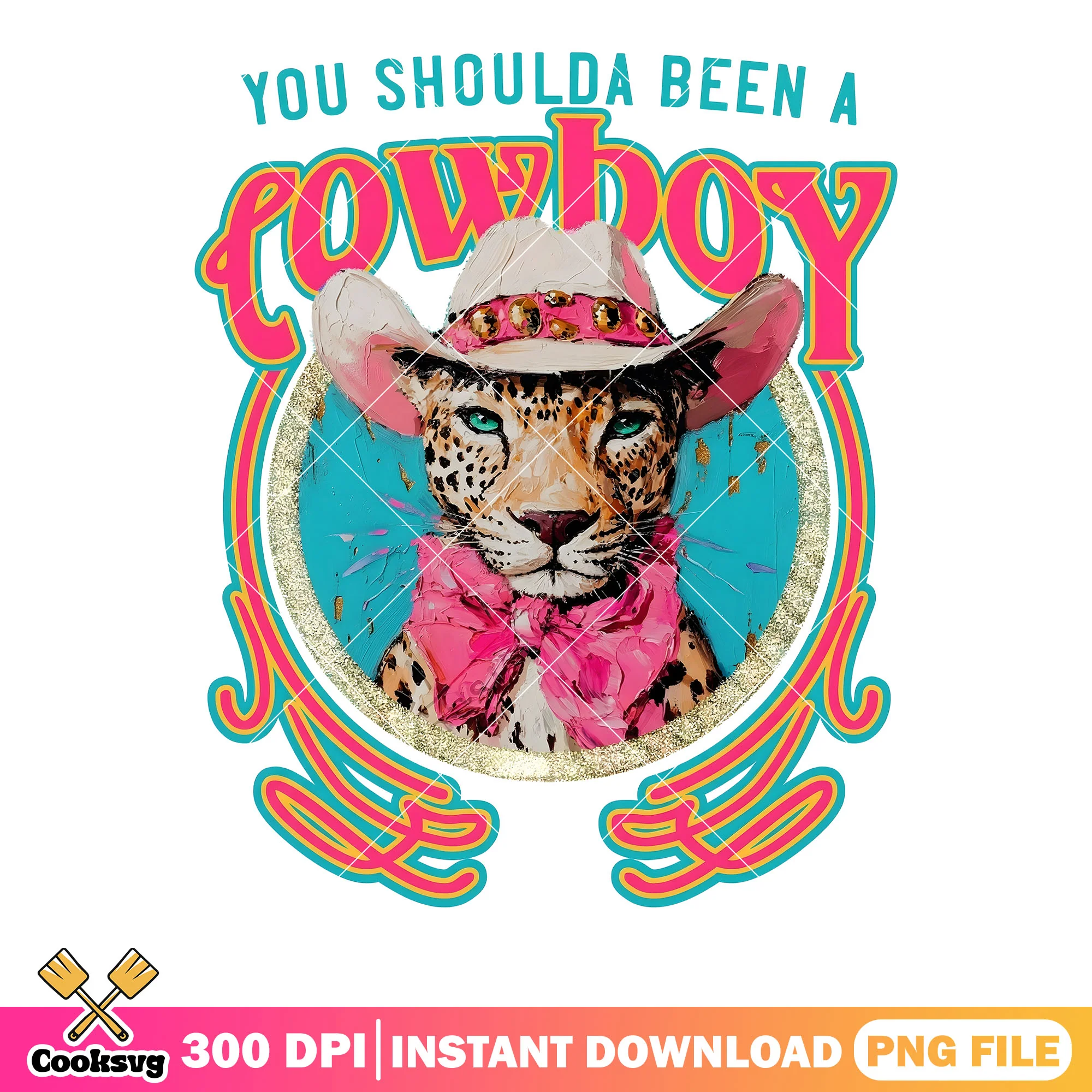 You shoulda been a cowboy png, funny art png, cheetah png