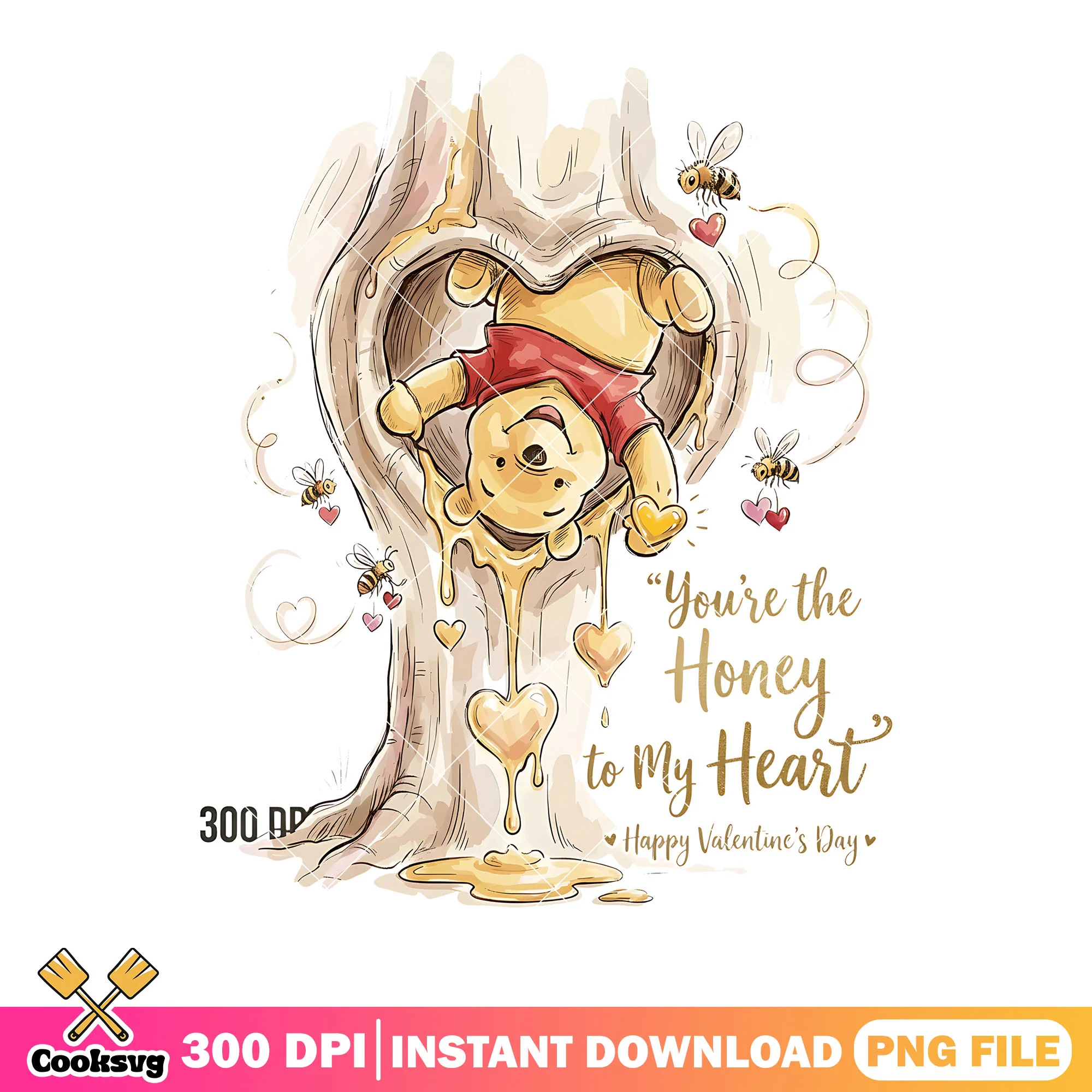 Youre the honey to my heart png, winnie the pooh png, valentine day png