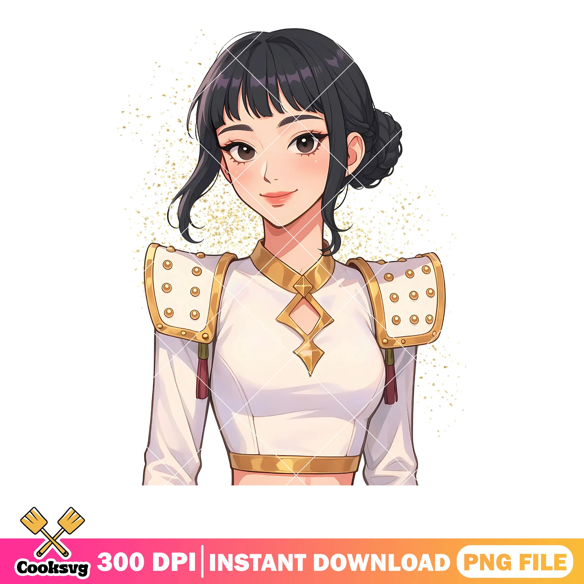 Zoey anime outfit white png, kpop outfit png, anime zoey poster png