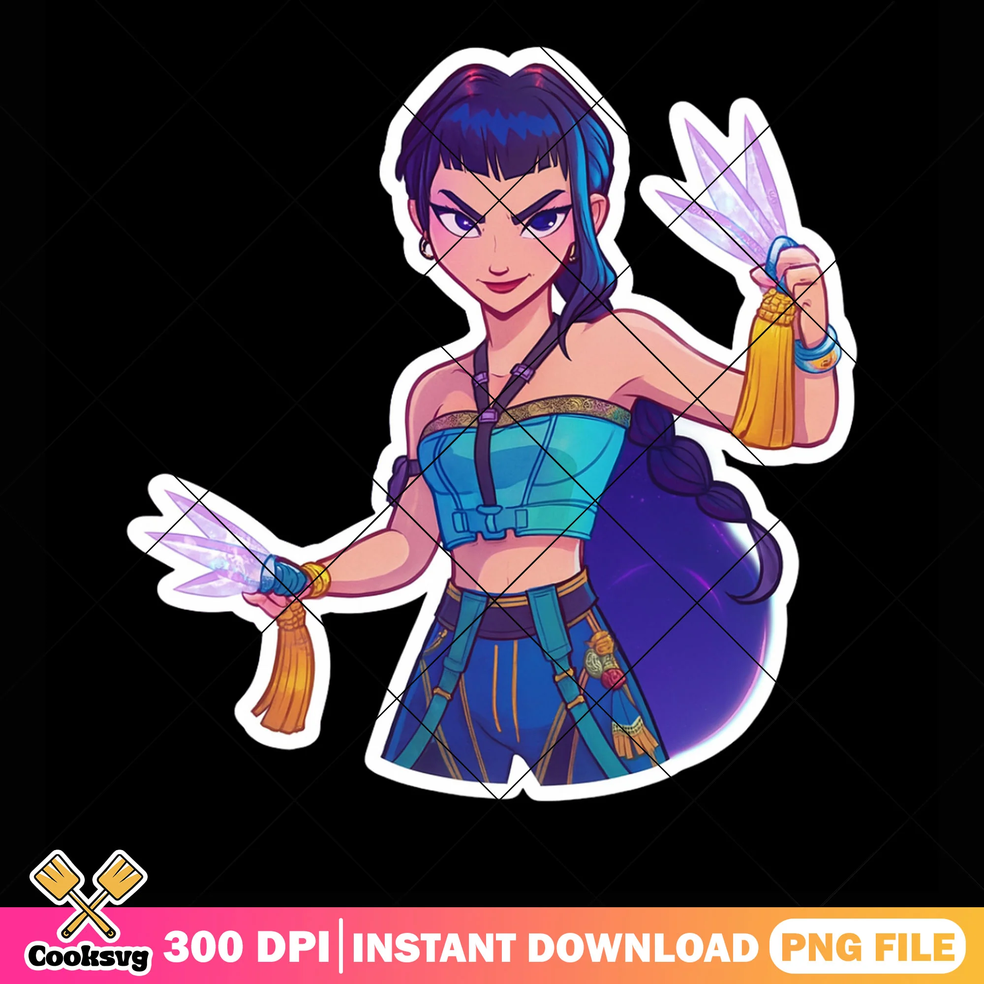 Zoey battle ready png sticker, zoey huntrix png, huntrix girl png