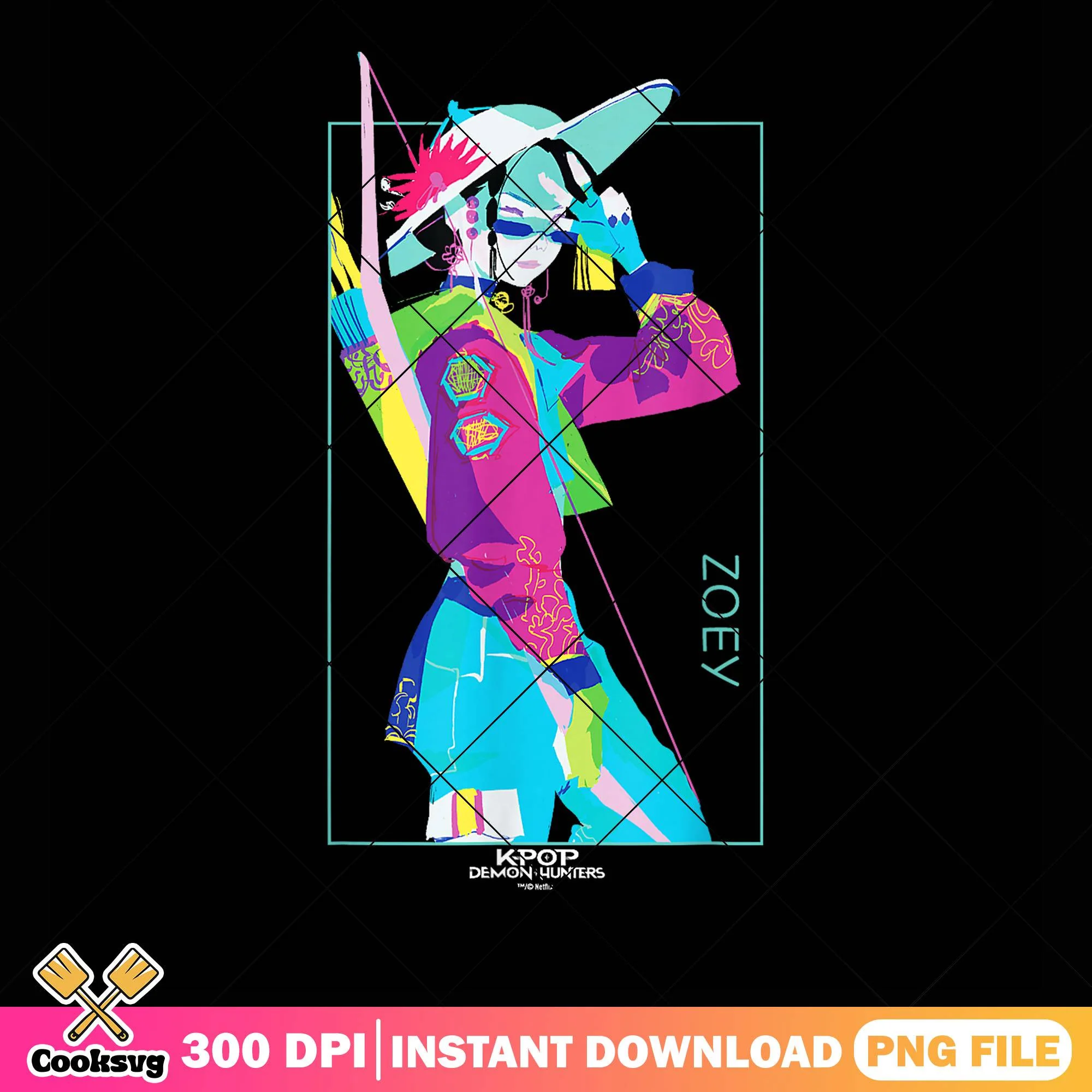 Zoey colorful archer png, kpop zoey png, huntrix member png