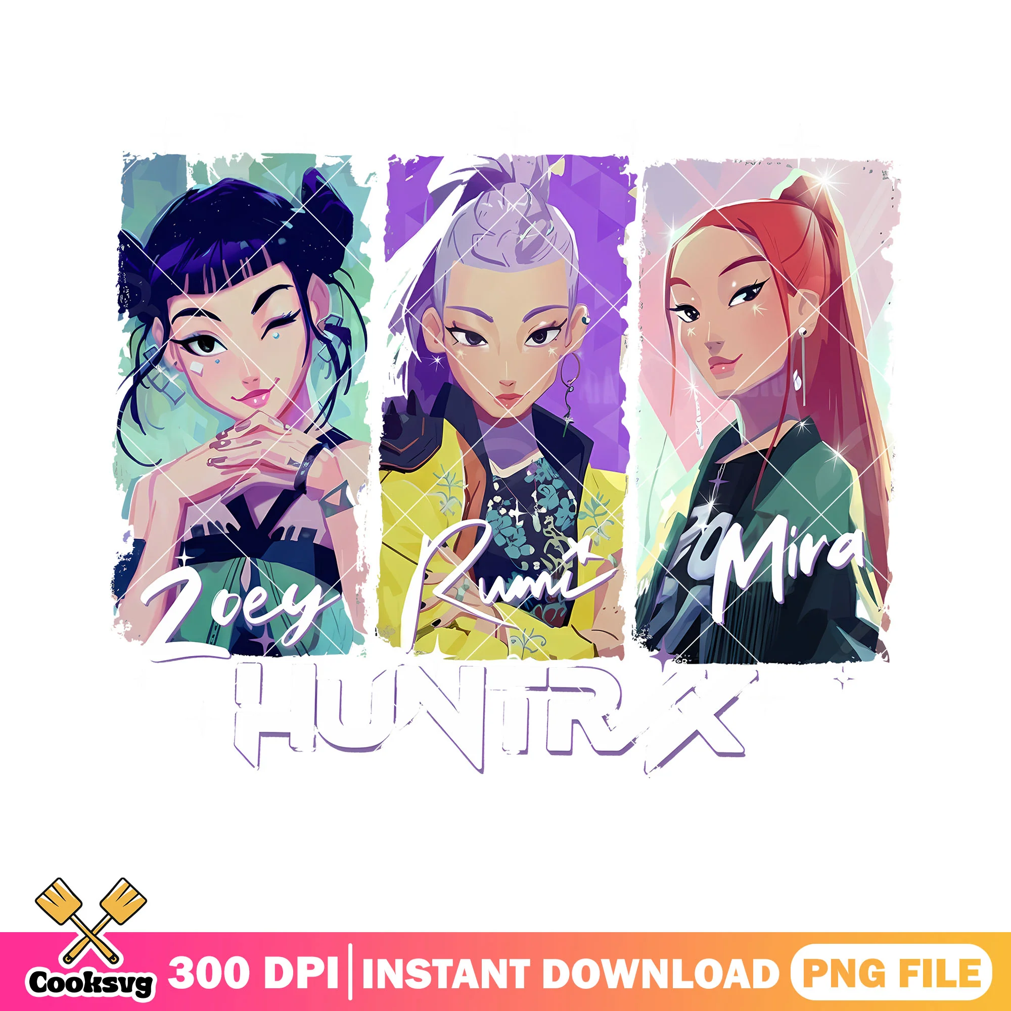 Zoey huntrix png, mira huntrix png, zoey kpop demon hunters png