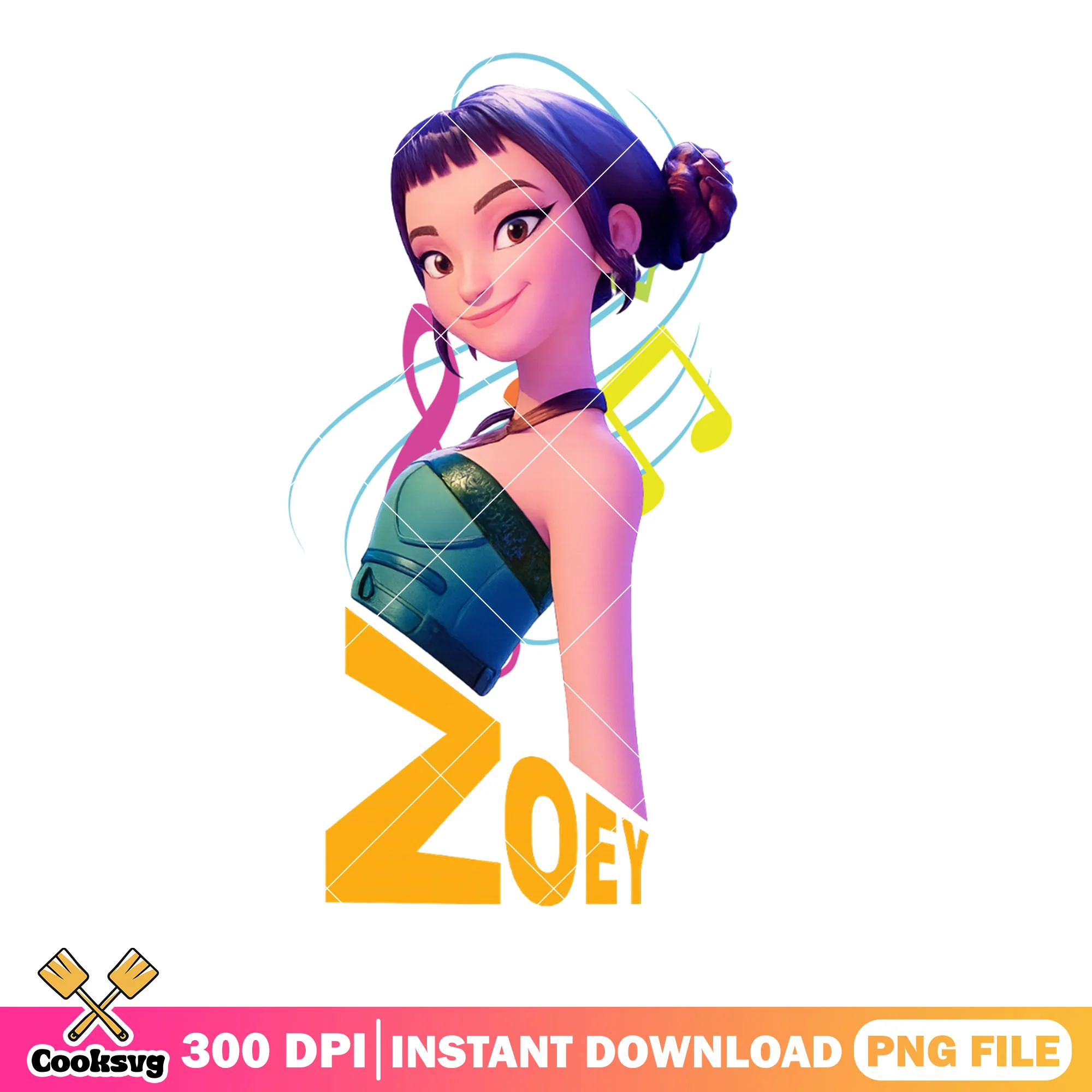 Zoey poster music sticker png, anime zoey music png, kpop music png