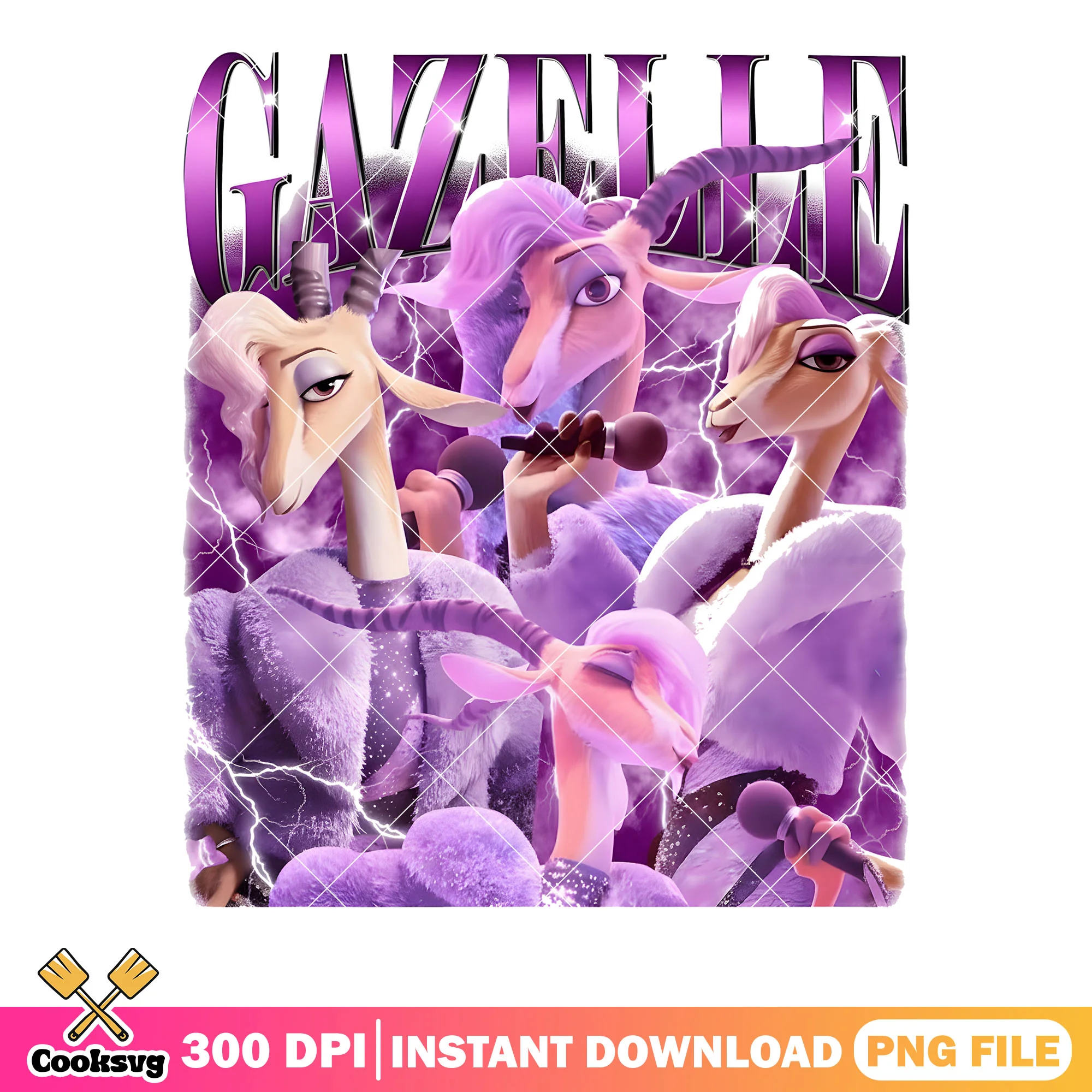 Zootopia gazelle music png, star puple png, singer retro lighting png