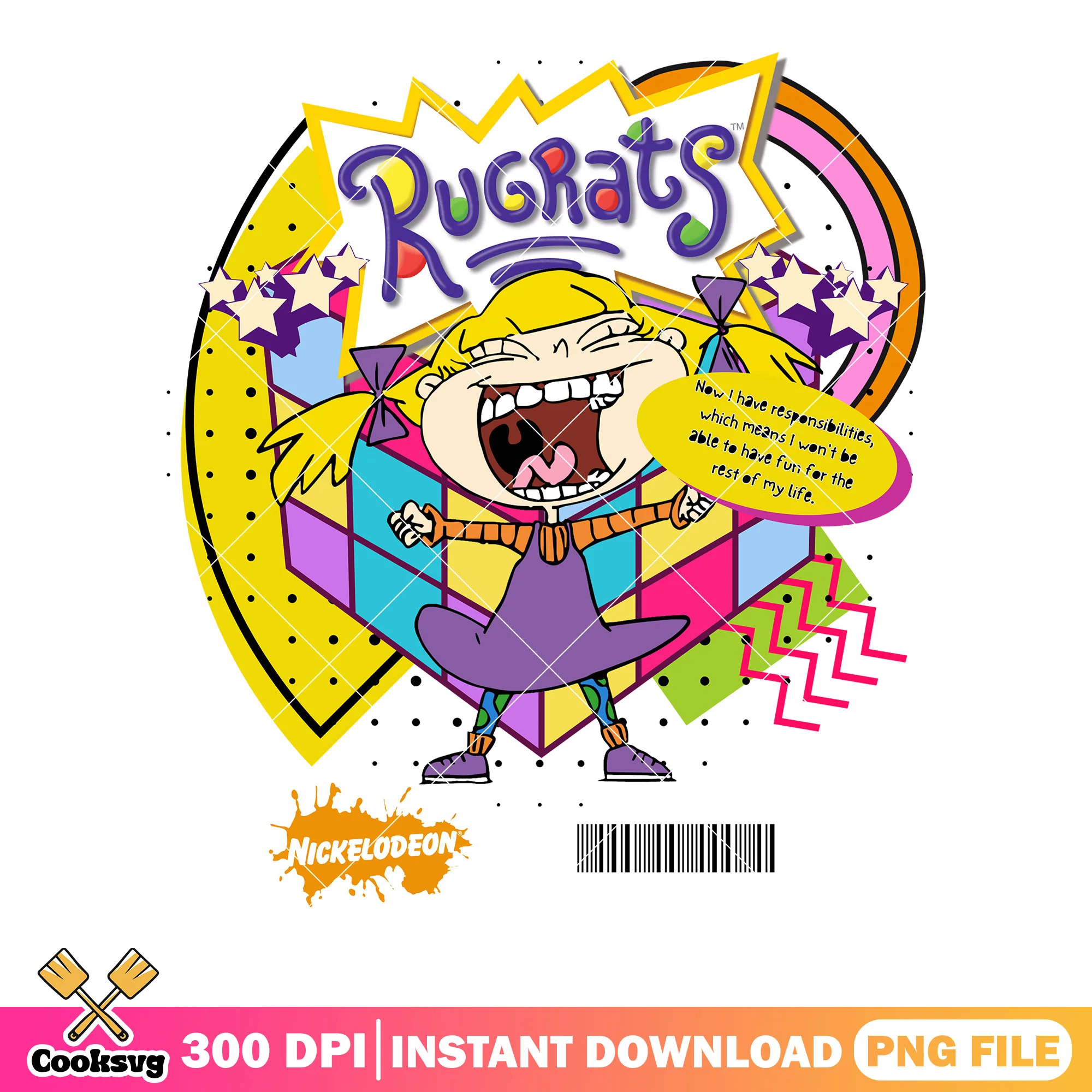 Zzz speech bubble png, geometric design png, Angelica Pickles png